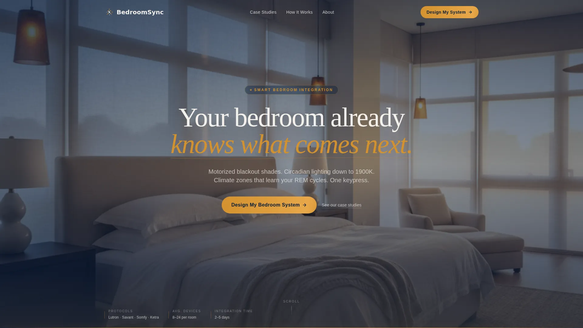 Bedroom Smart Home Integration Landing Page