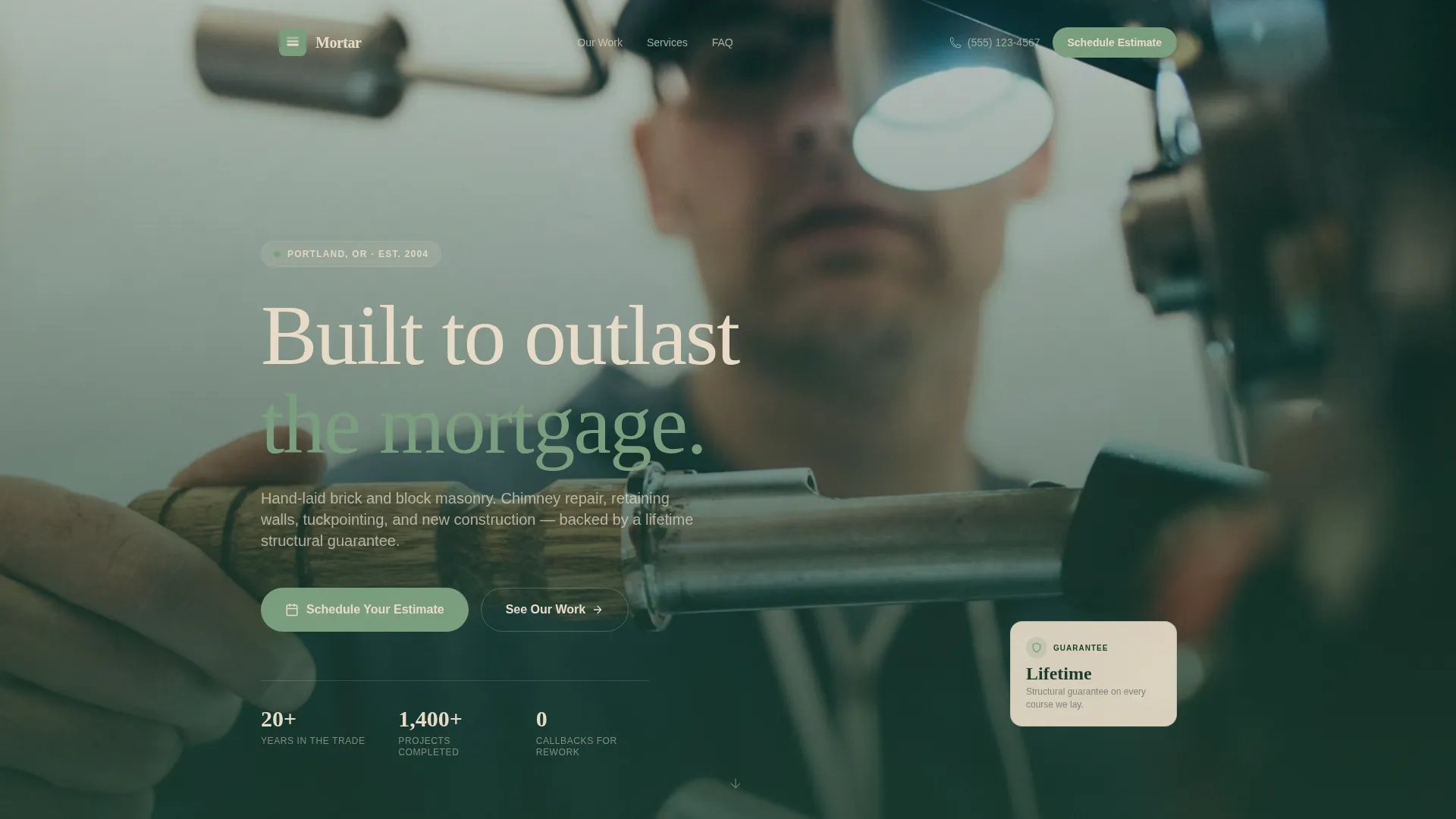 Masonry Contractor Landing Page Template