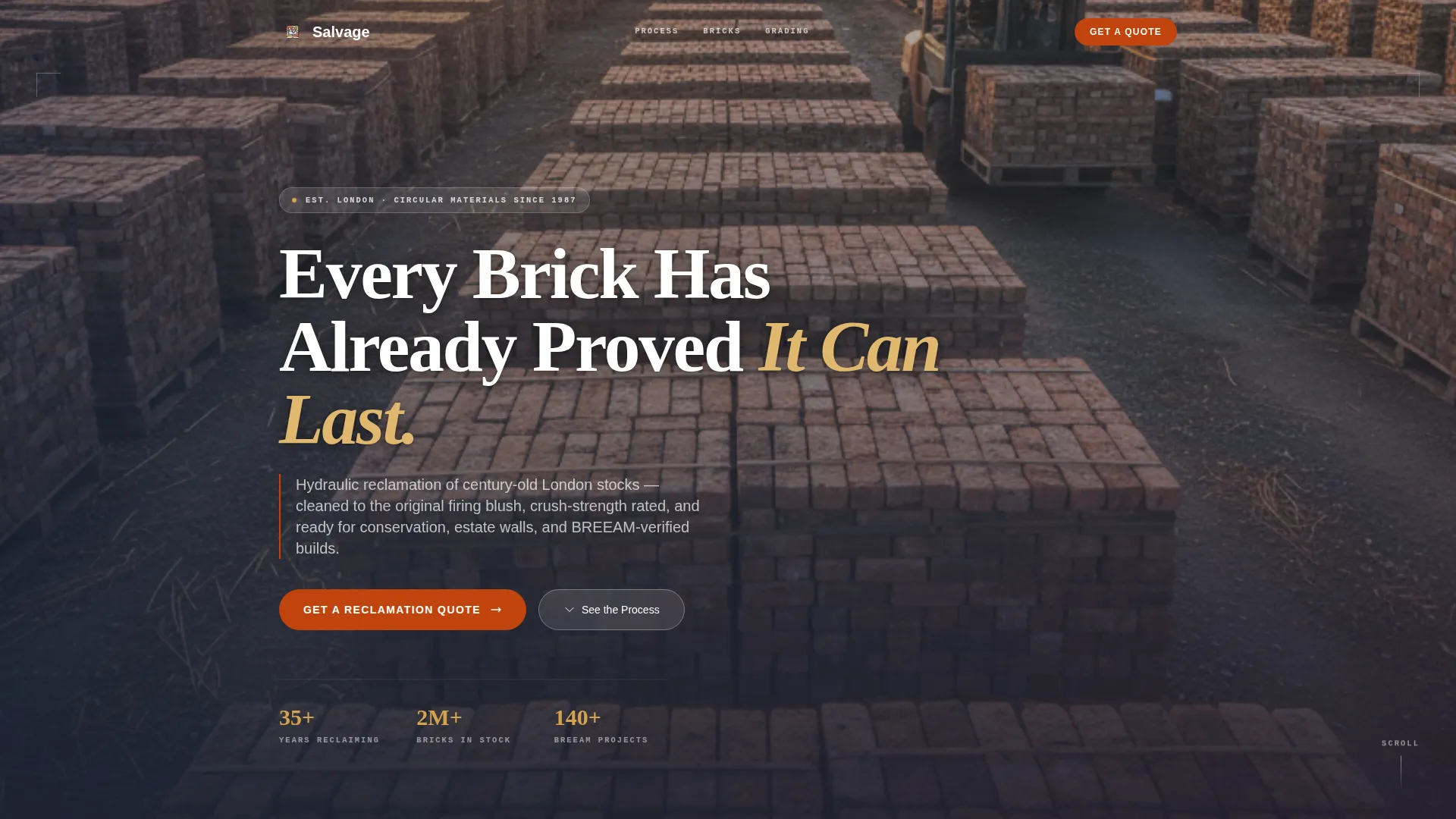 Reclaimed Brick Recycler Landing Page Template