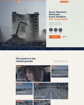 Demolition & Site Work Reviews & Social Proof Website Template