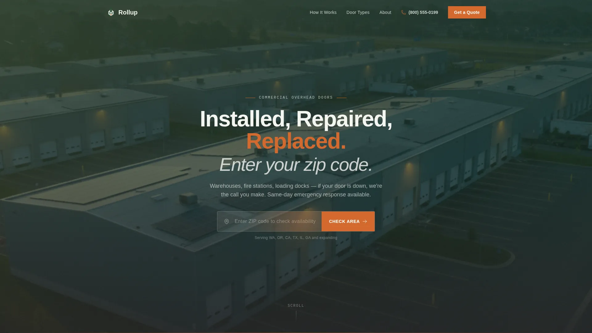 Commercial Overhead Door Landing Page Template