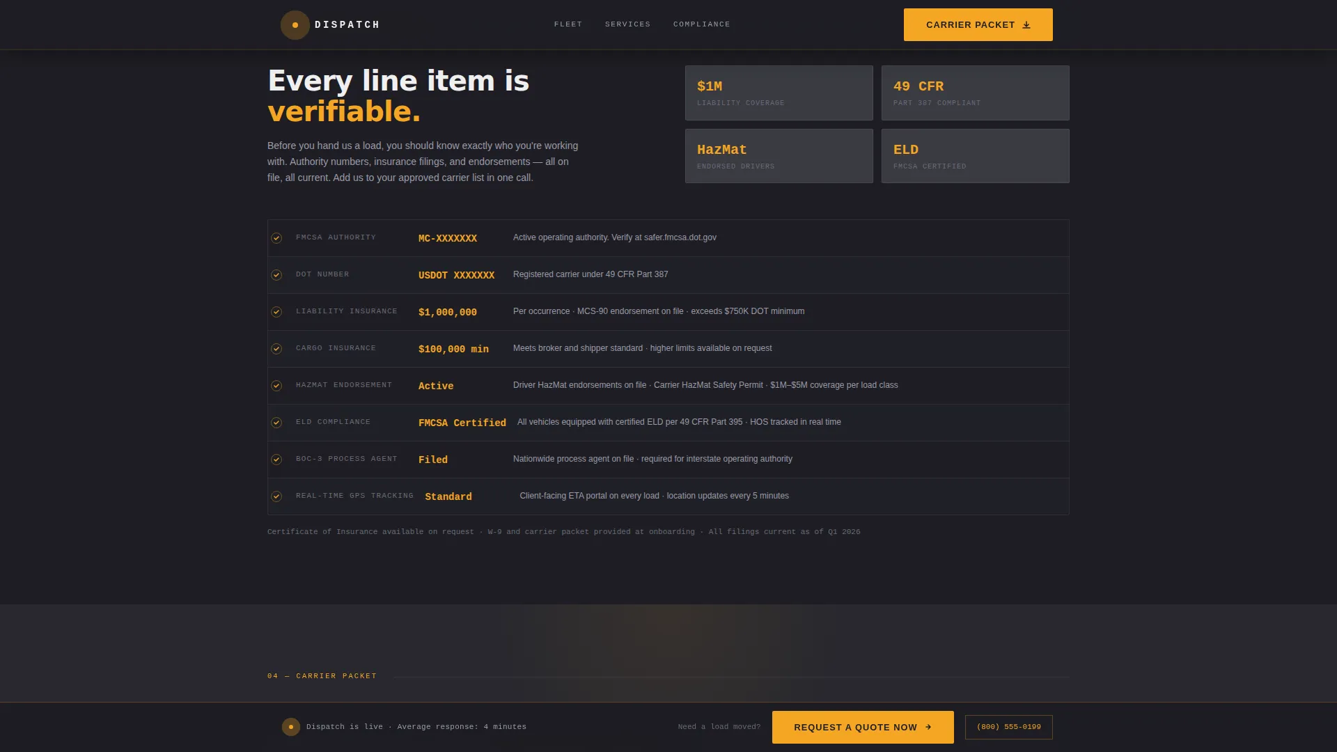 Freight & Cargo Privacy Policy Website Template