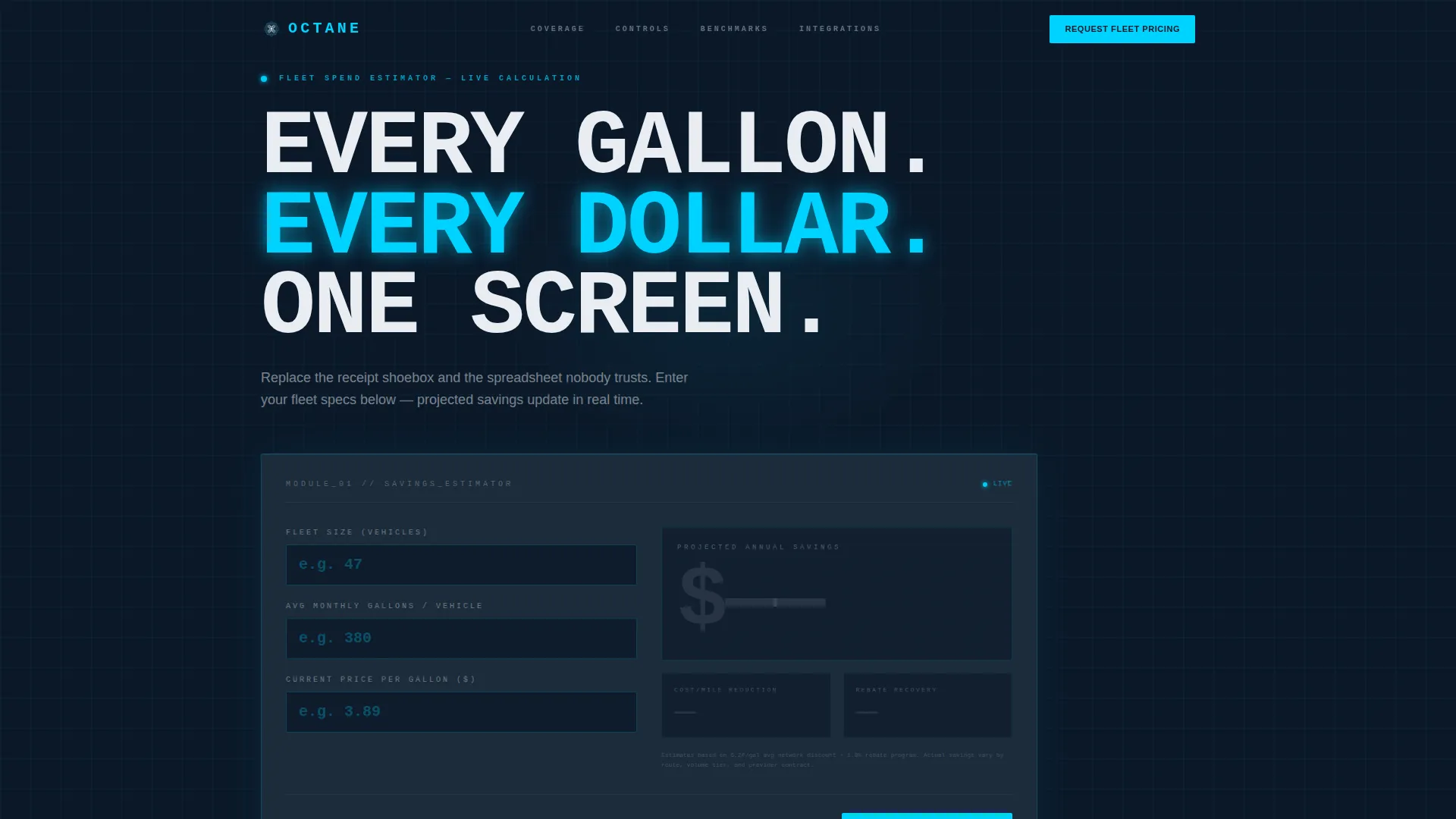 Specialist Fleet & Transportation Management Cost Estimator Website Template
