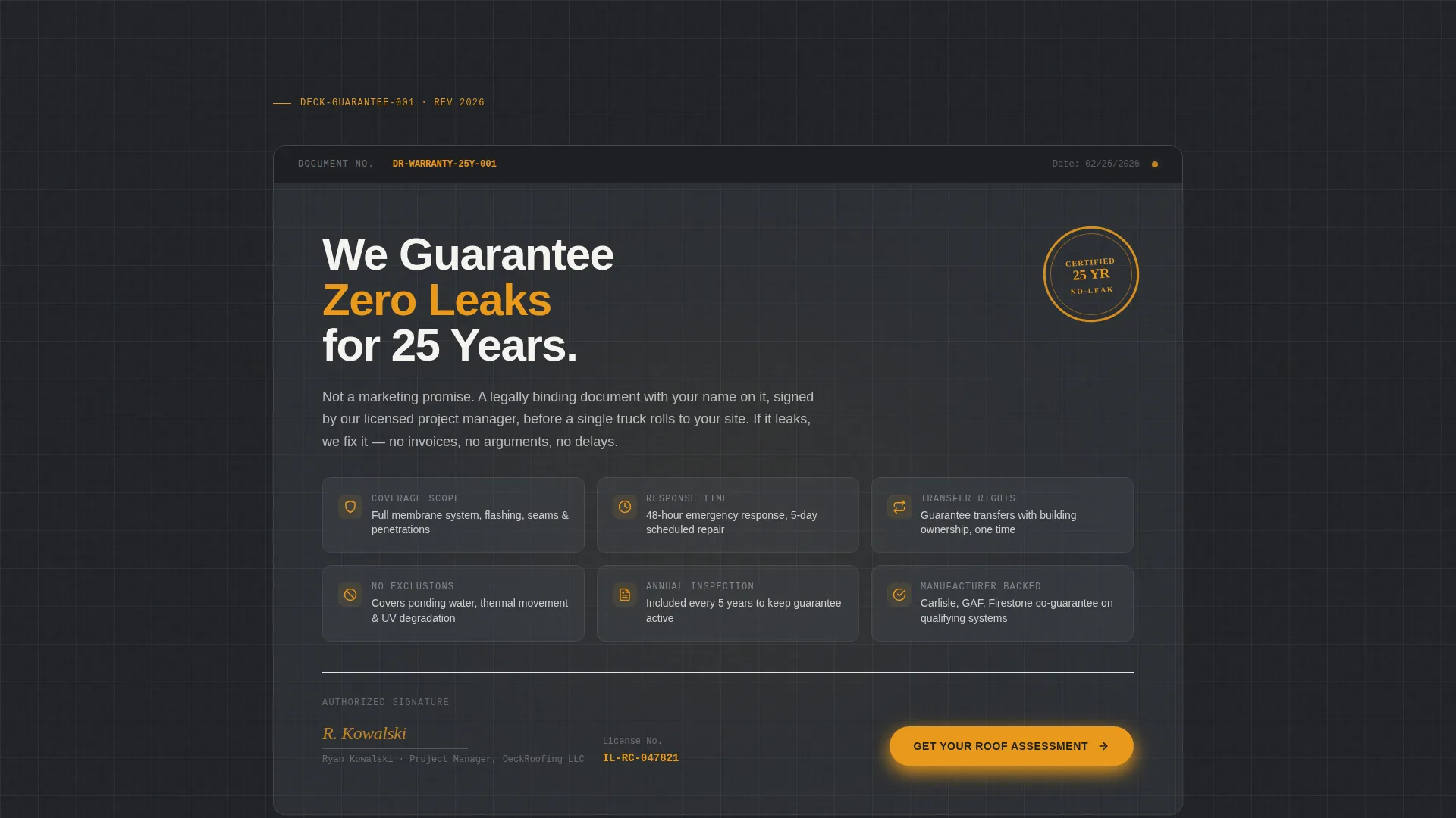 Commercial Roofing Contractor Website Template with Guarantee