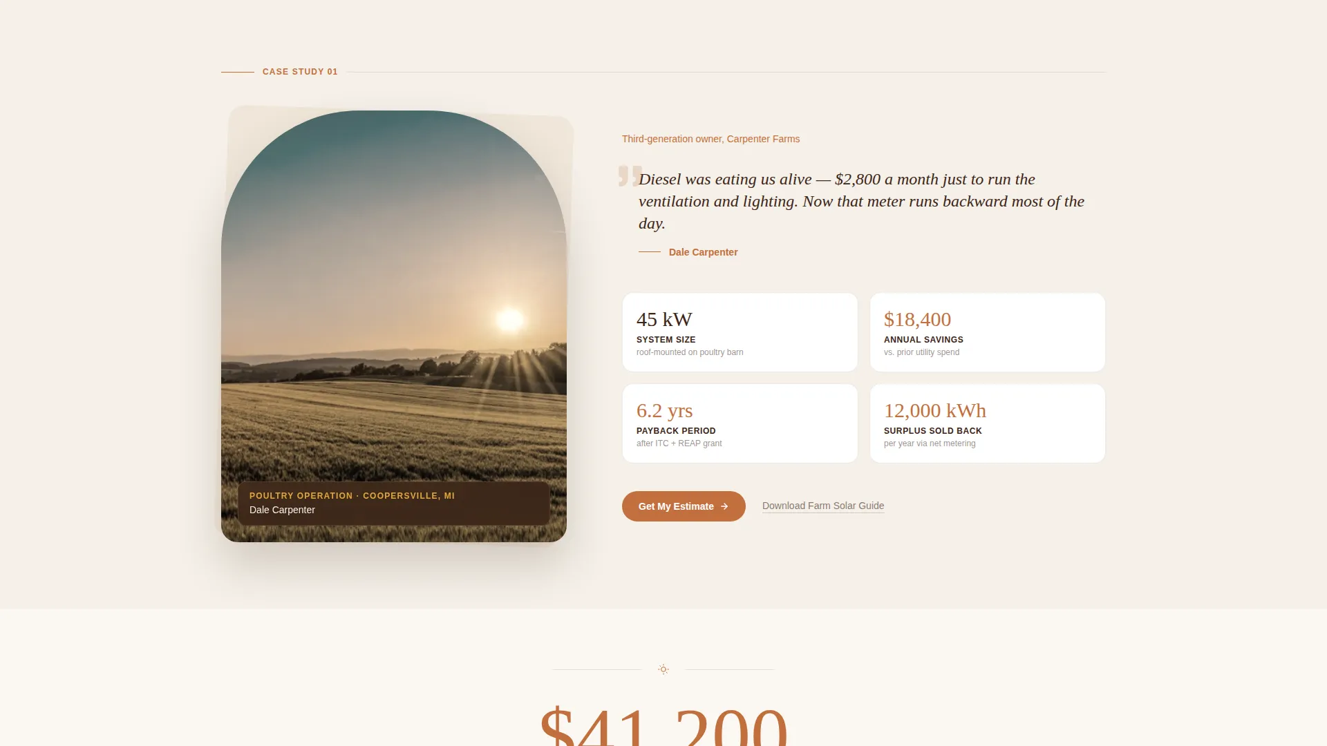 Agricultural Commercial Solar Landing Page Template