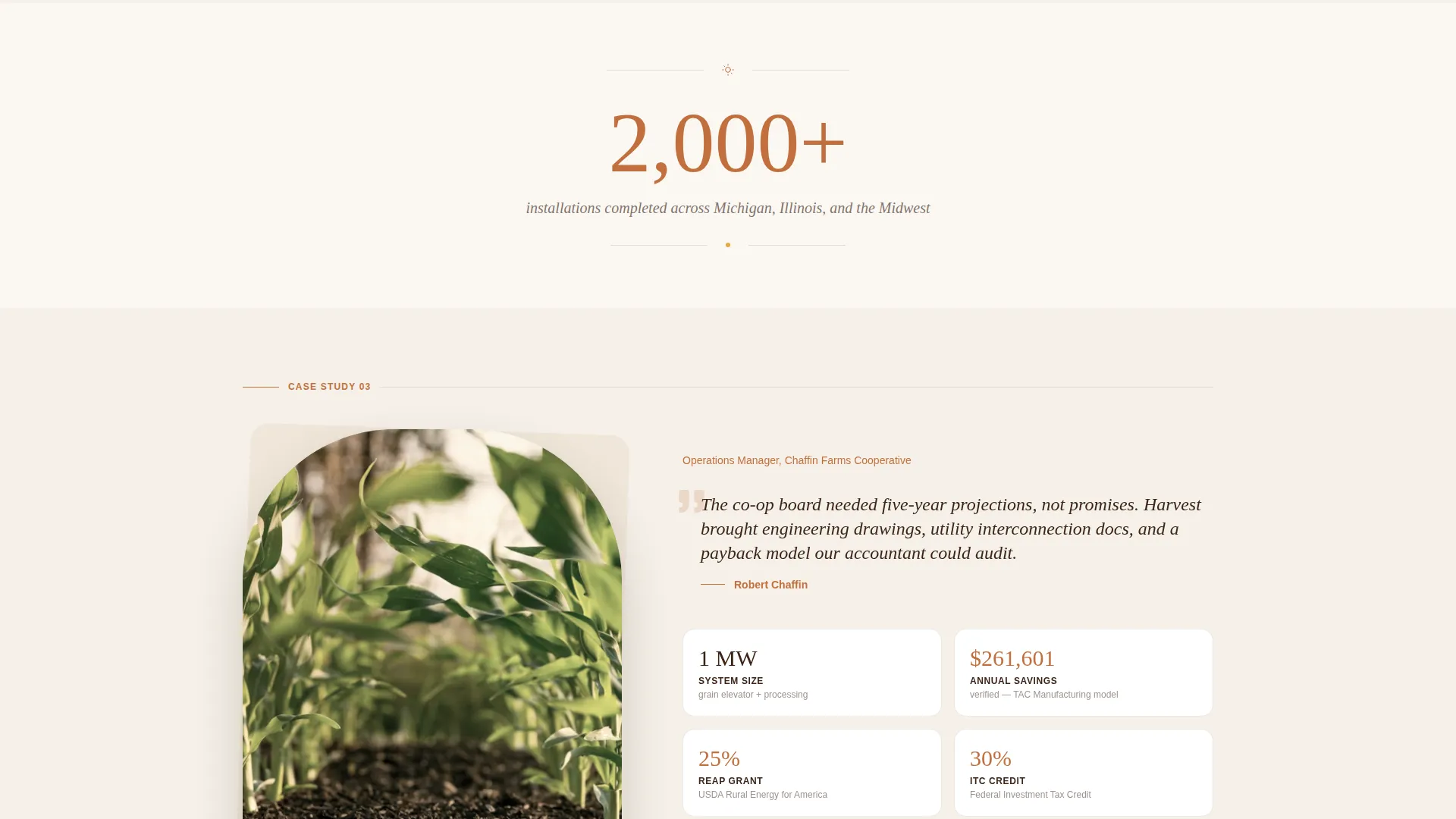 Agricultural Commercial Solar Landing Page Template