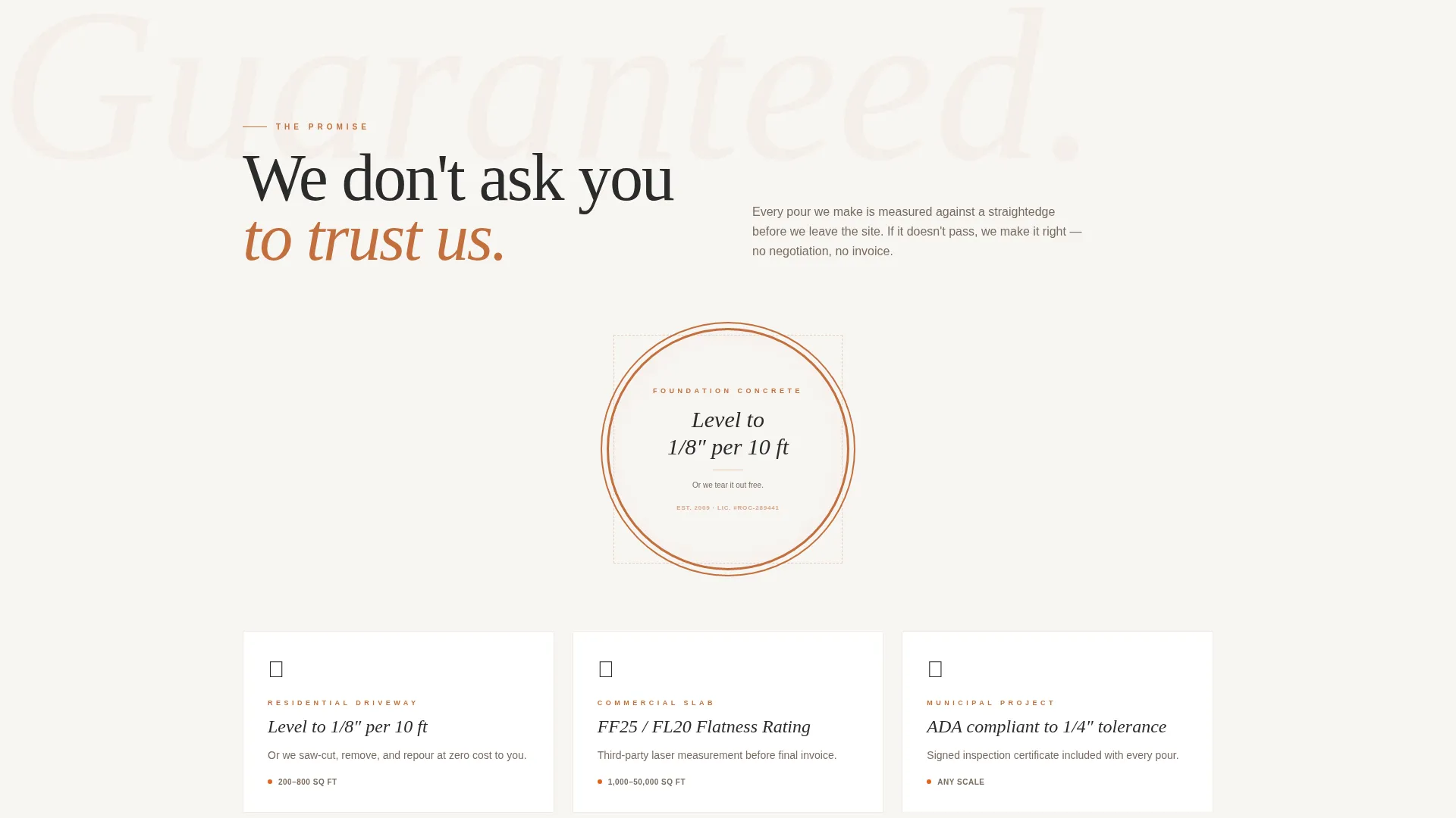 Concrete Contractor Lead Generation Landing Page