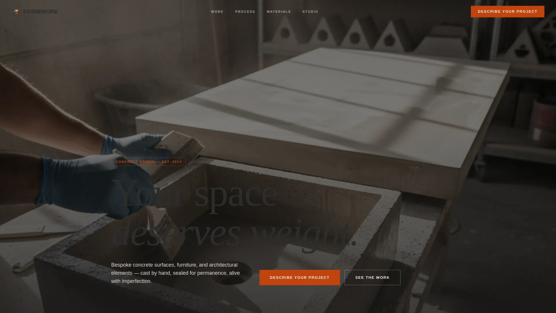 Bold Concrete Designer Landing Page Template