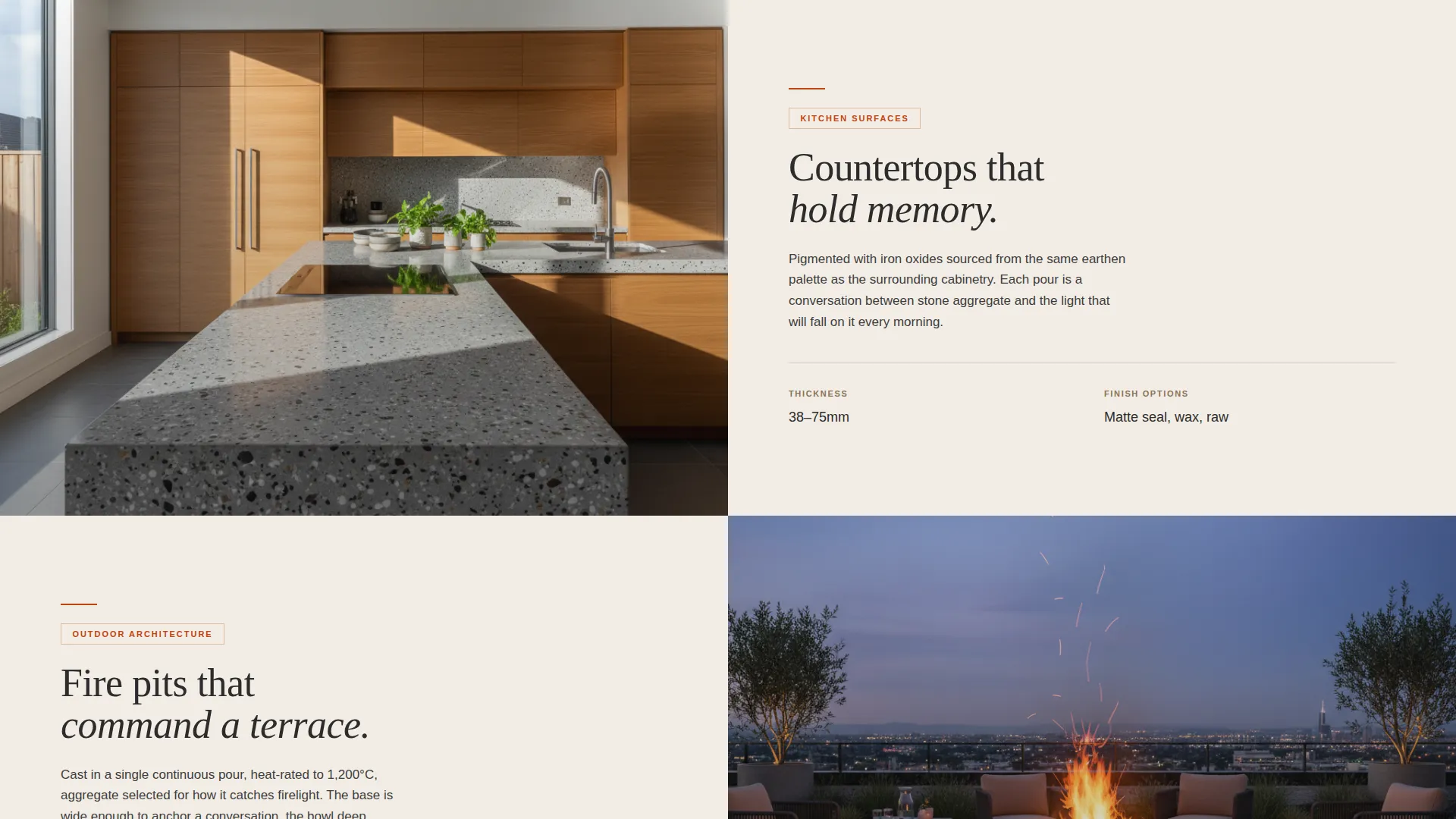 Bold Concrete Designer Landing Page Template