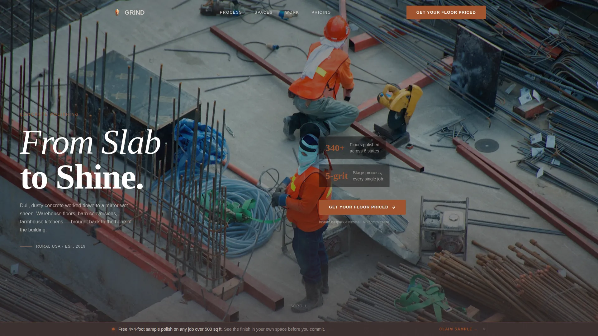 Concrete Polishing Service Landing Page Template