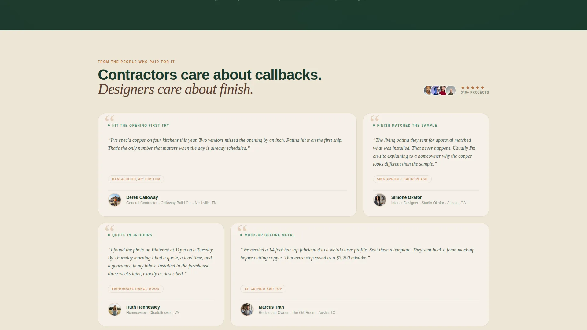Custom Copper Fabricator Landing Page Template