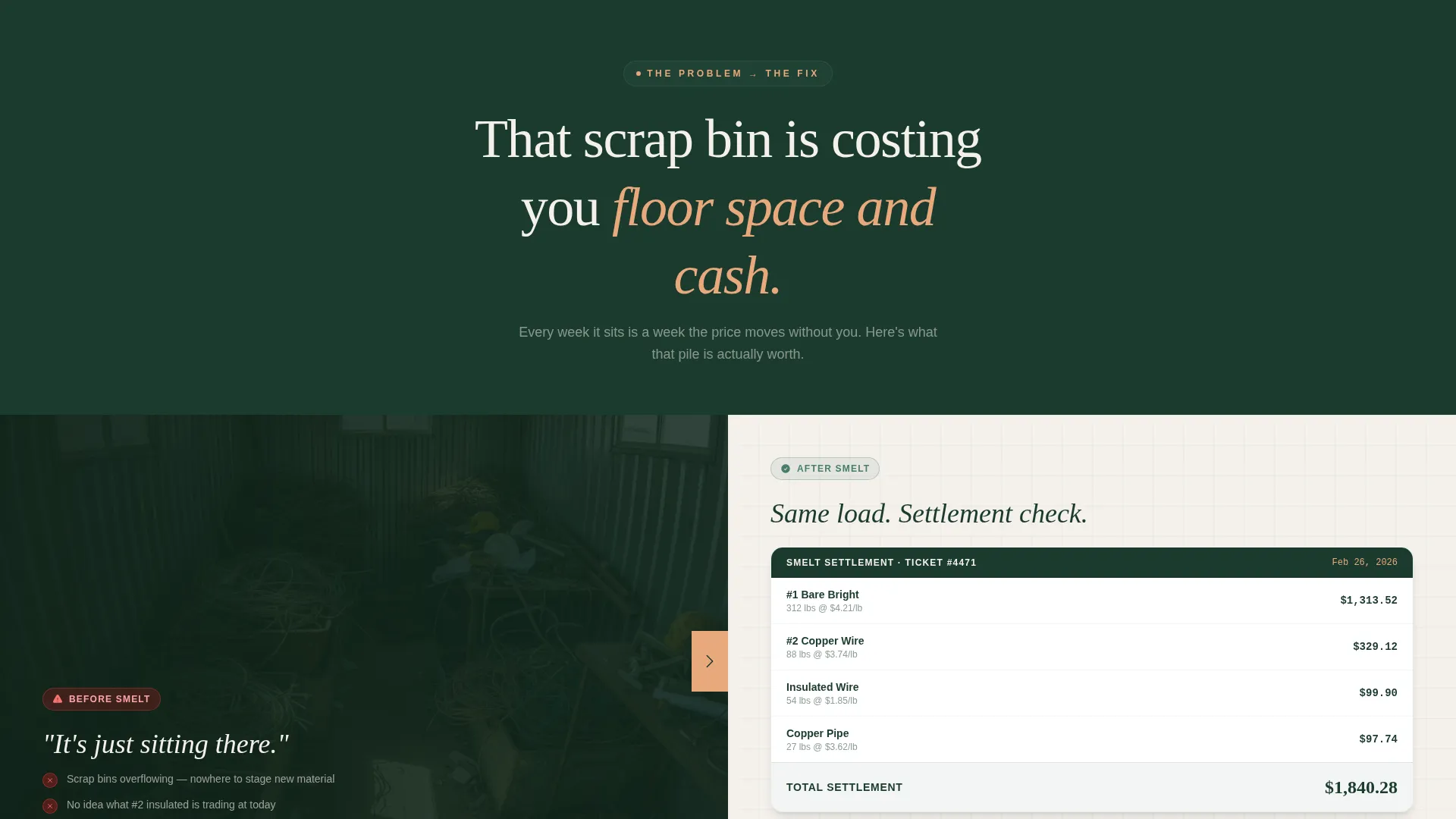 Copper Recycler Landing Page Template for Trade Pros