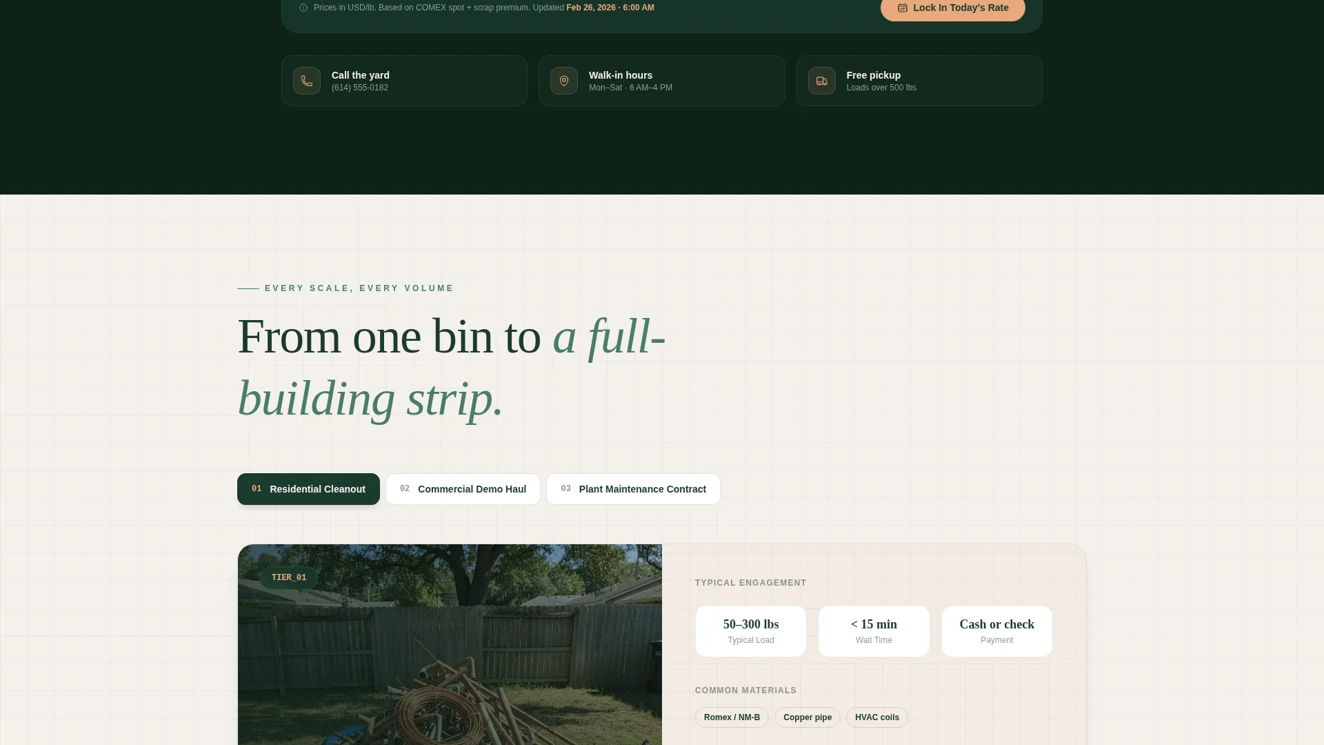 Copper Recycler Landing Page Template for Trade Pros
