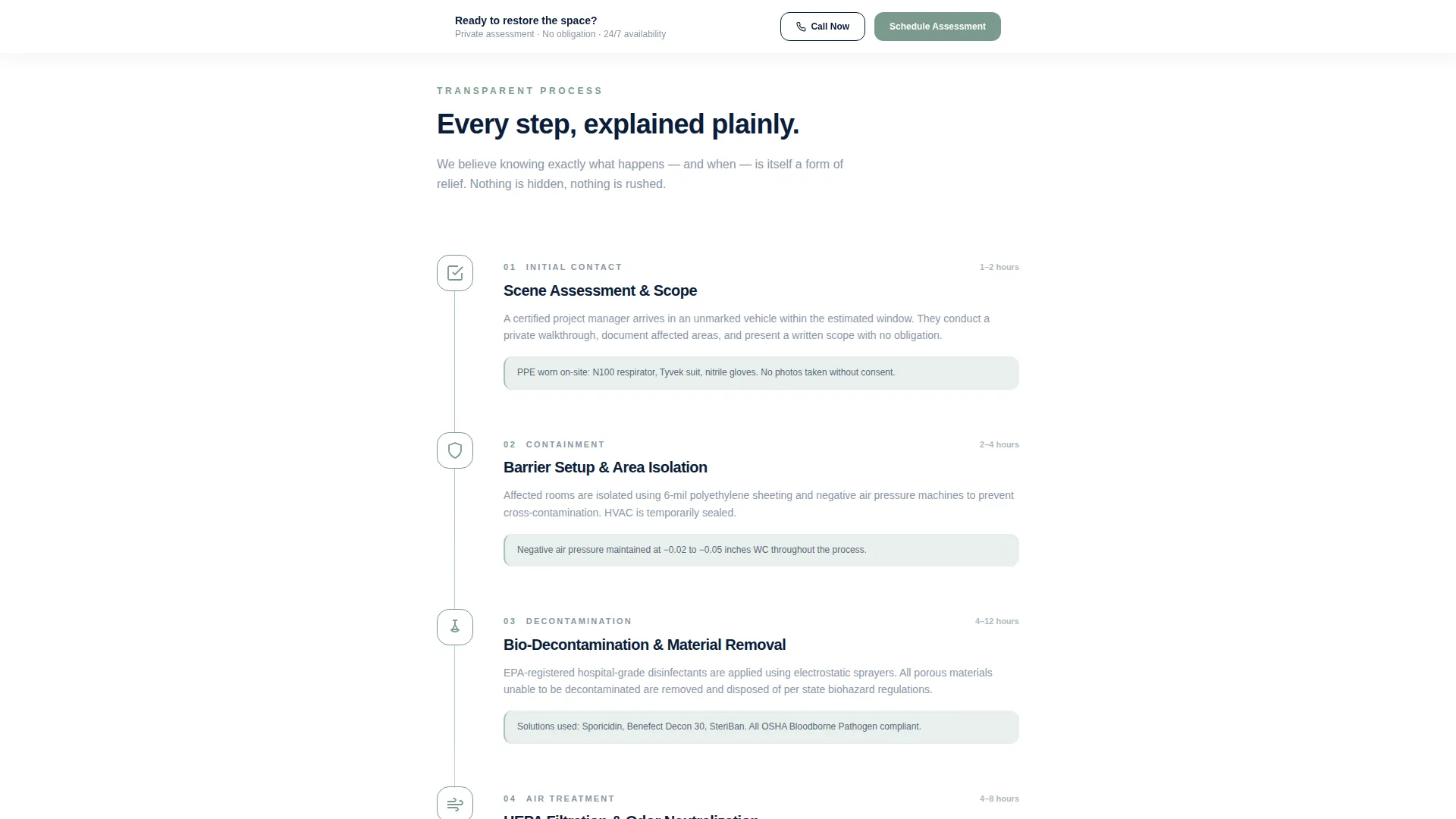 Crime Scene Cleaning Service Landing Page Template