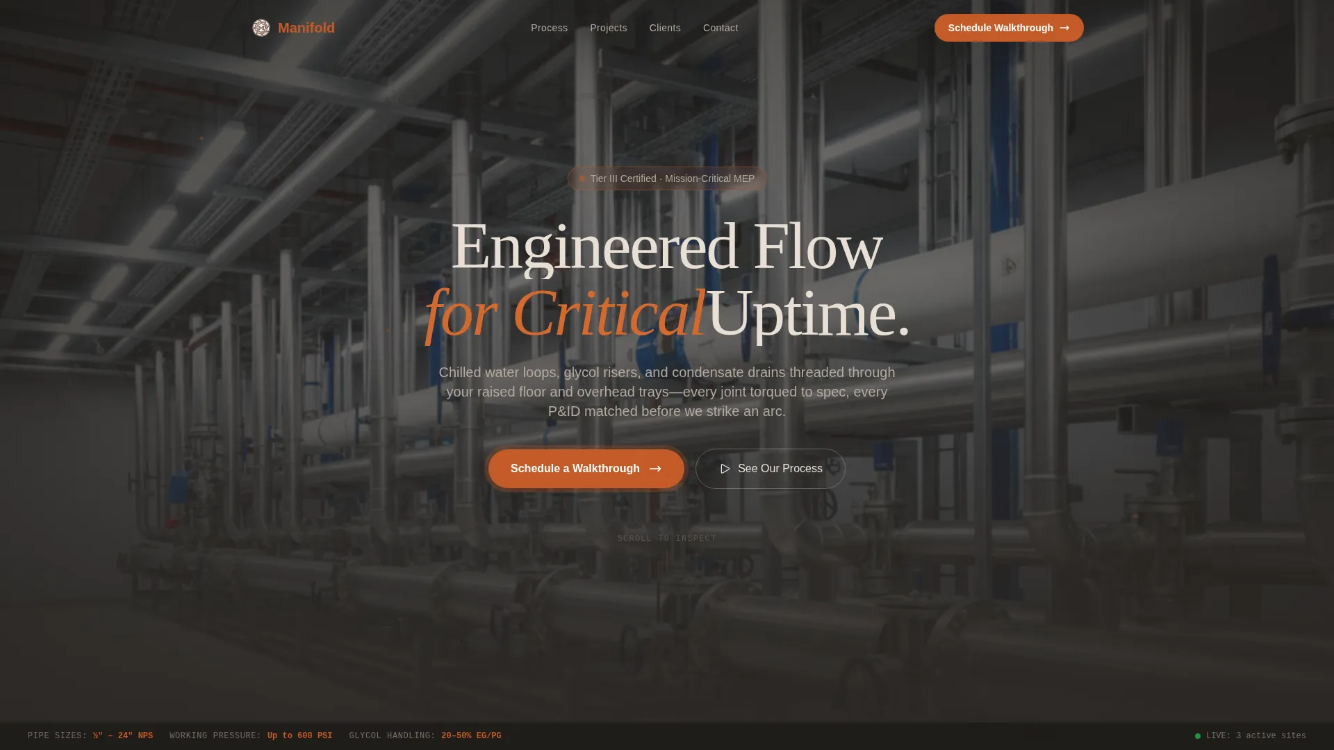 Data Center Plumbing Contractor Landing Page