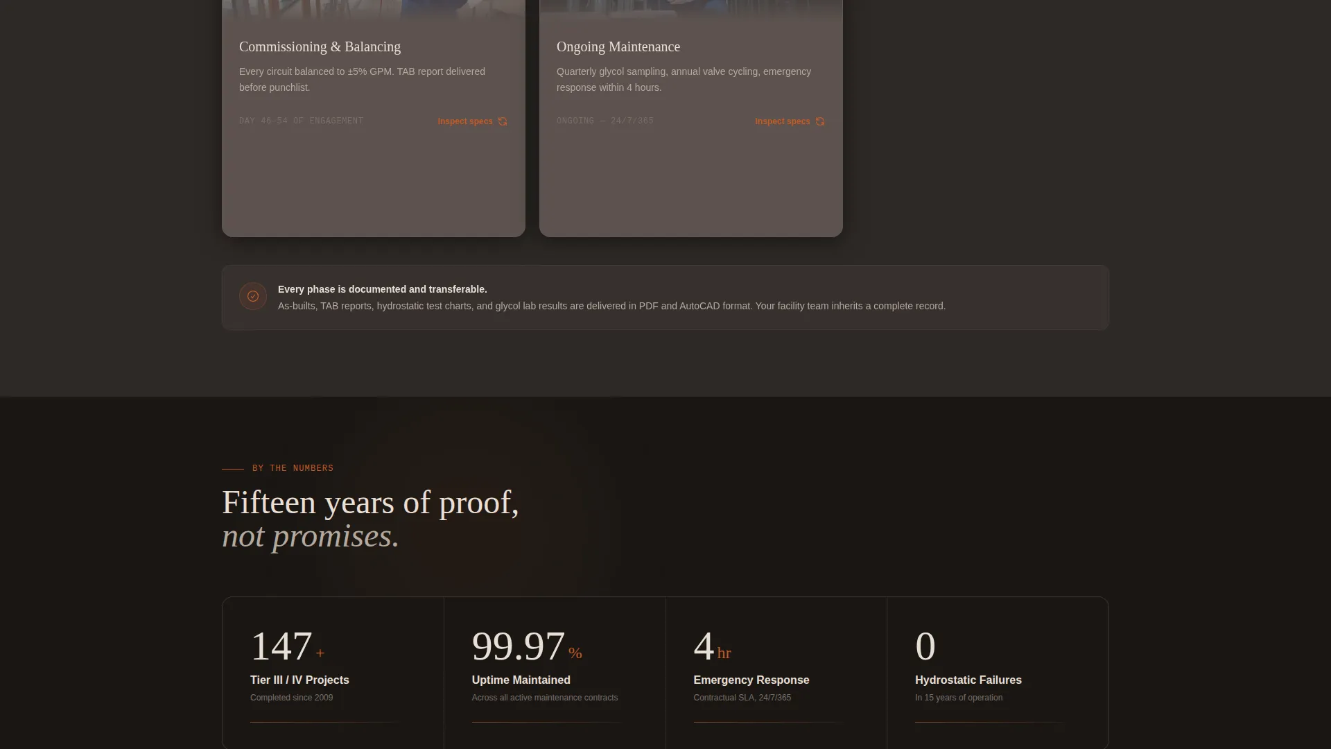 Data Center Plumbing Contractor Landing Page