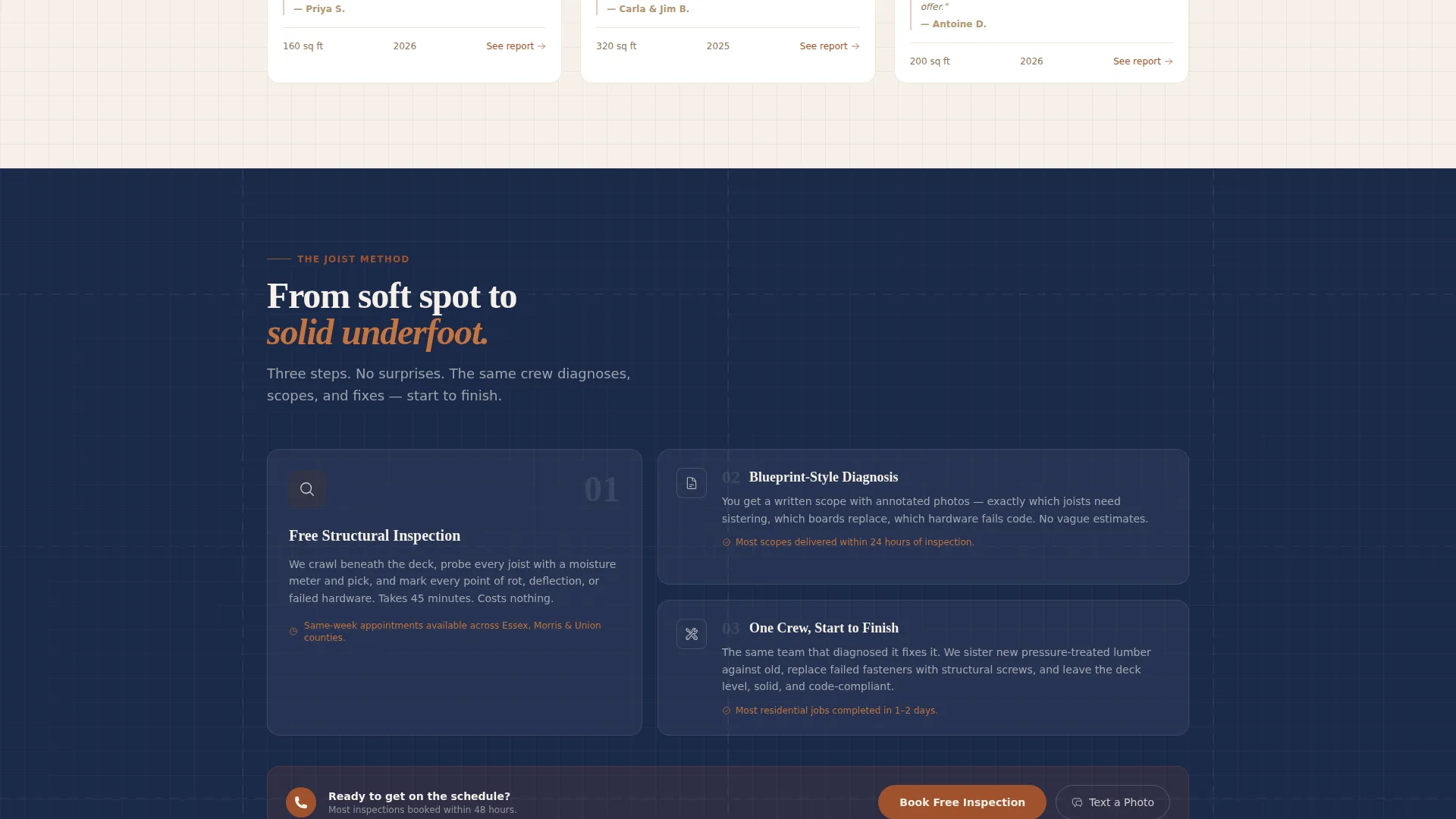 Deck & Porch Repair Gallery + Booking Landing Page