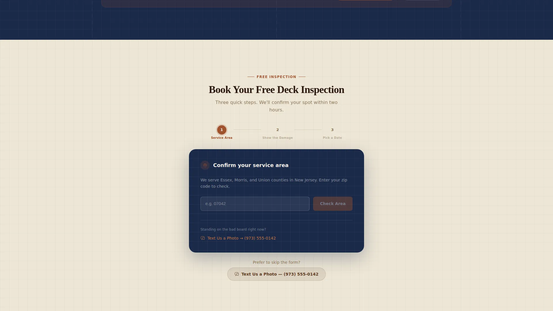 Deck & Porch Repair Gallery + Booking Landing Page