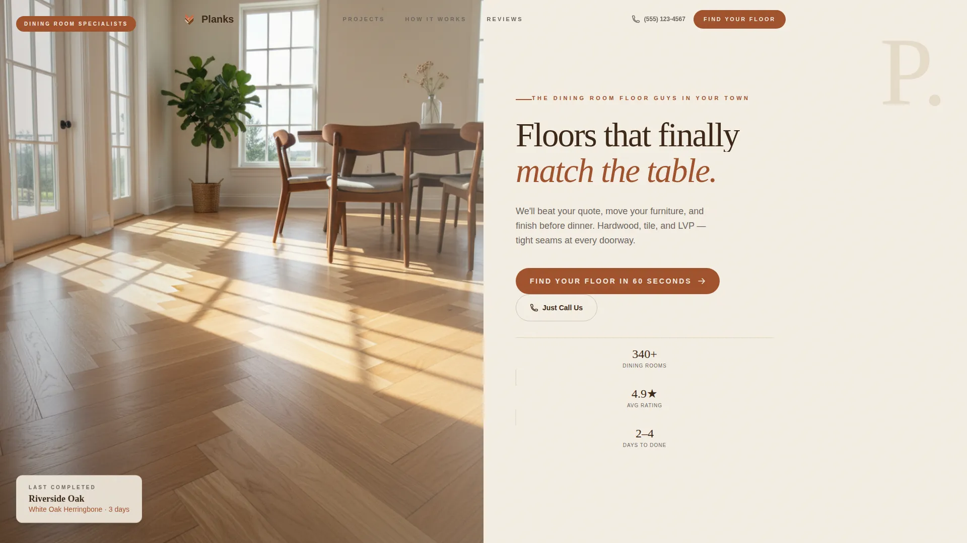Dining Room Flooring Installer Landing Page Template
