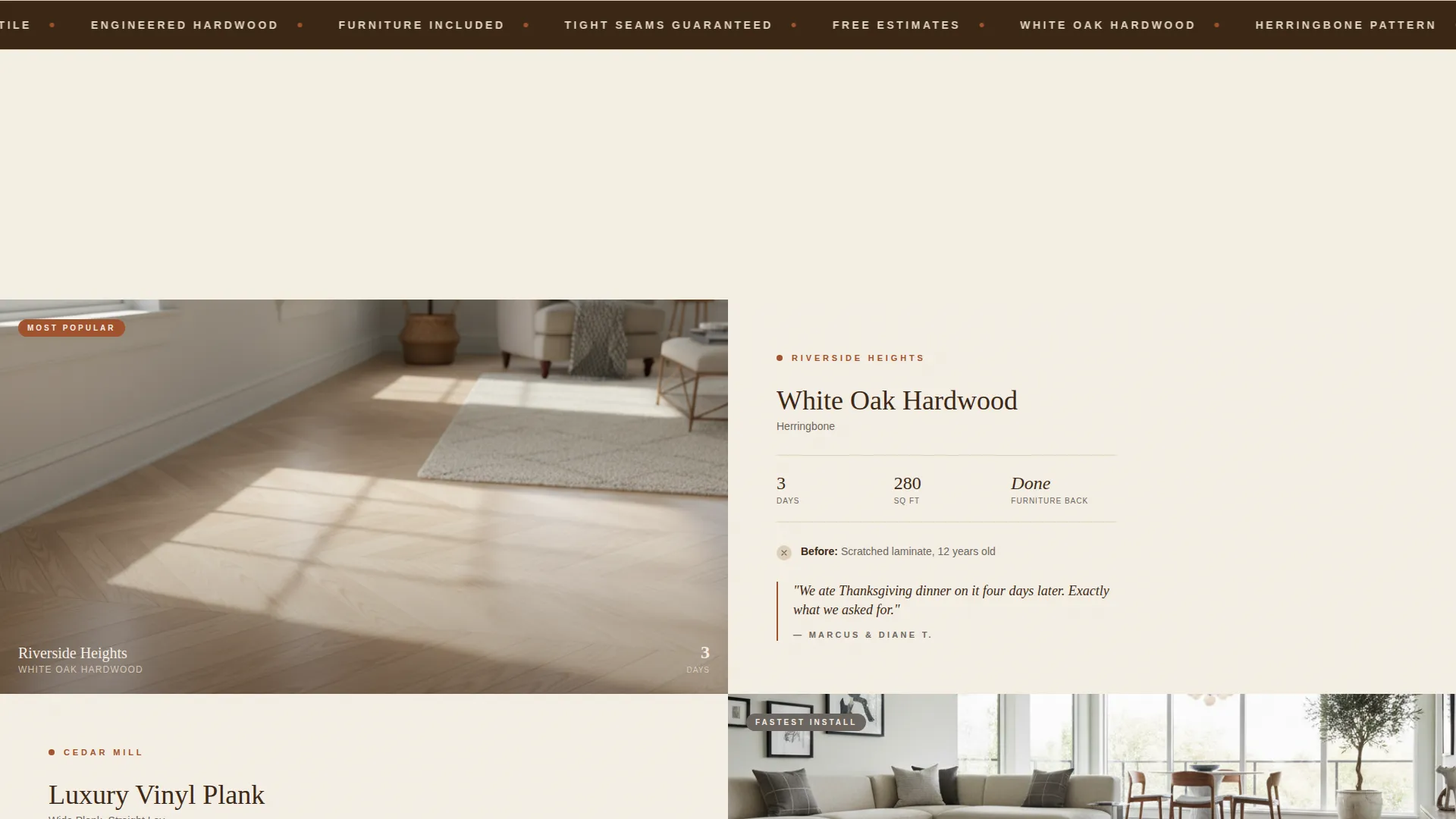 Dining Room Flooring Installer Landing Page Template