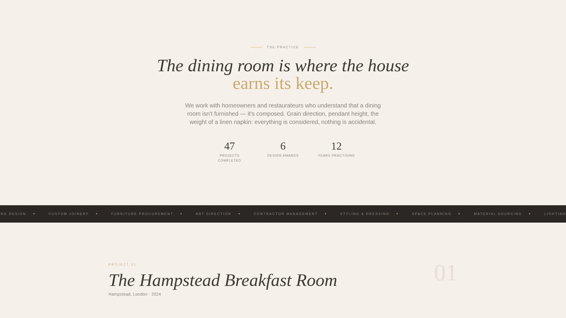 Dining Room Interior Designer Landing Page Template
