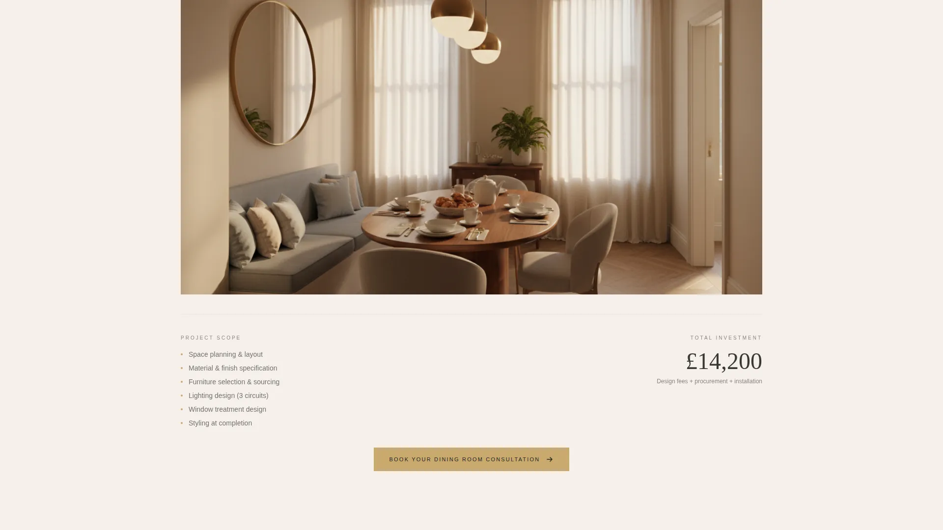 Dining Room Interior Designer Landing Page Template