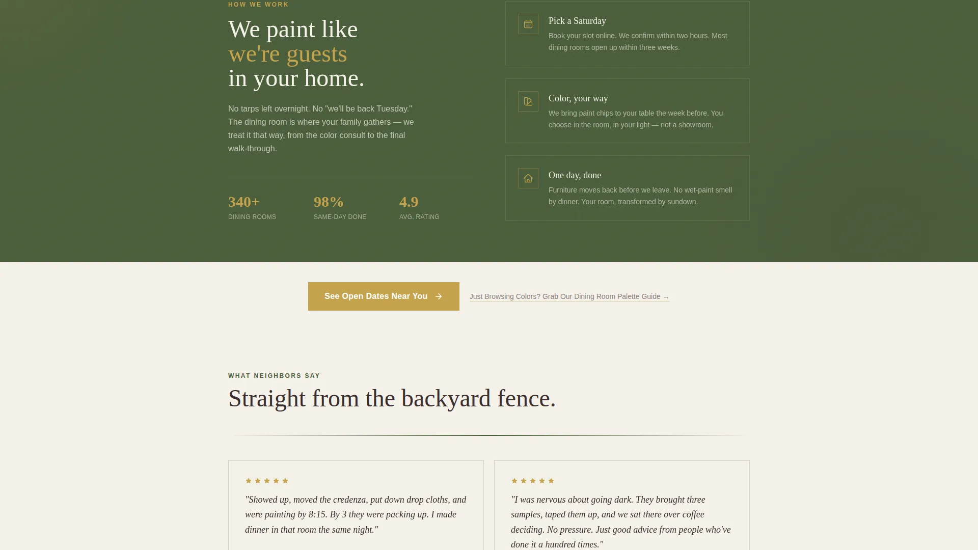 Dining Room Painting Service Landing Page Template