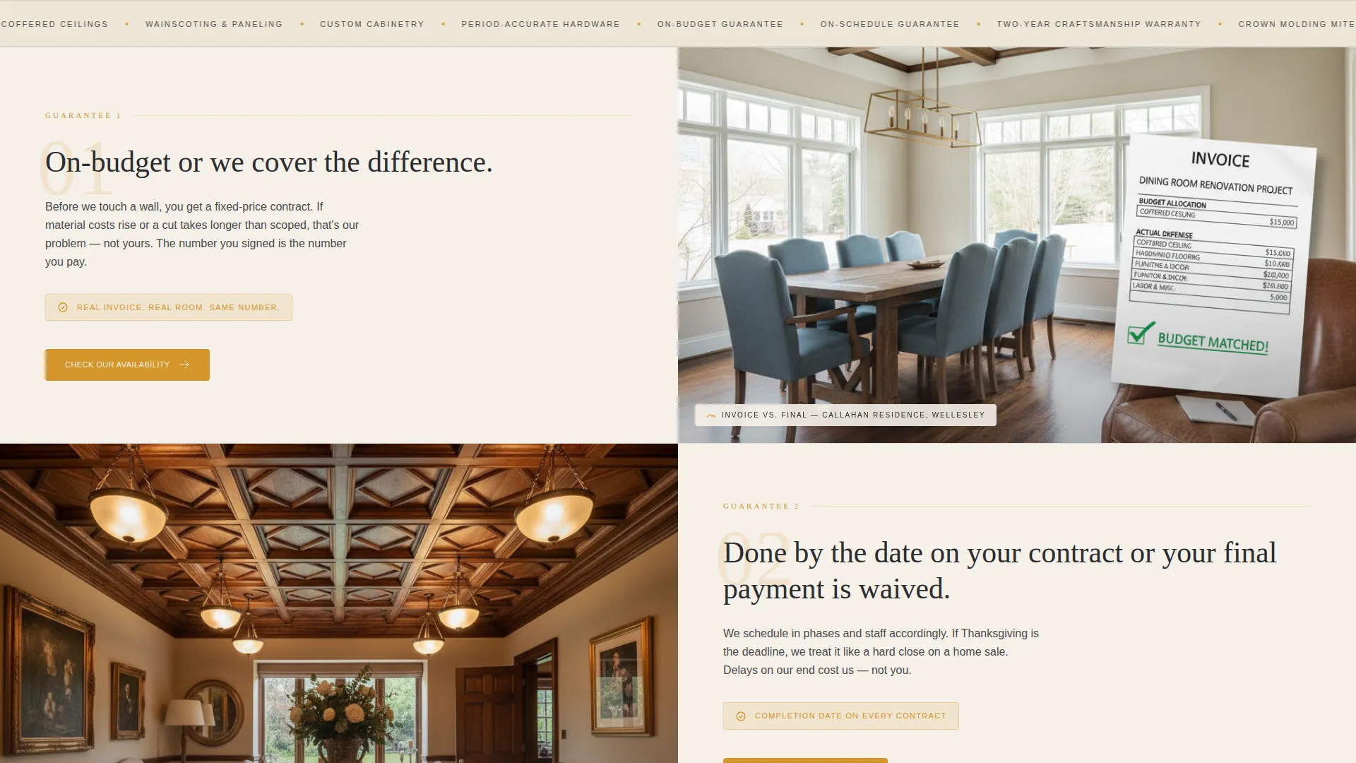 Dining Room Renovation Booking Website Template