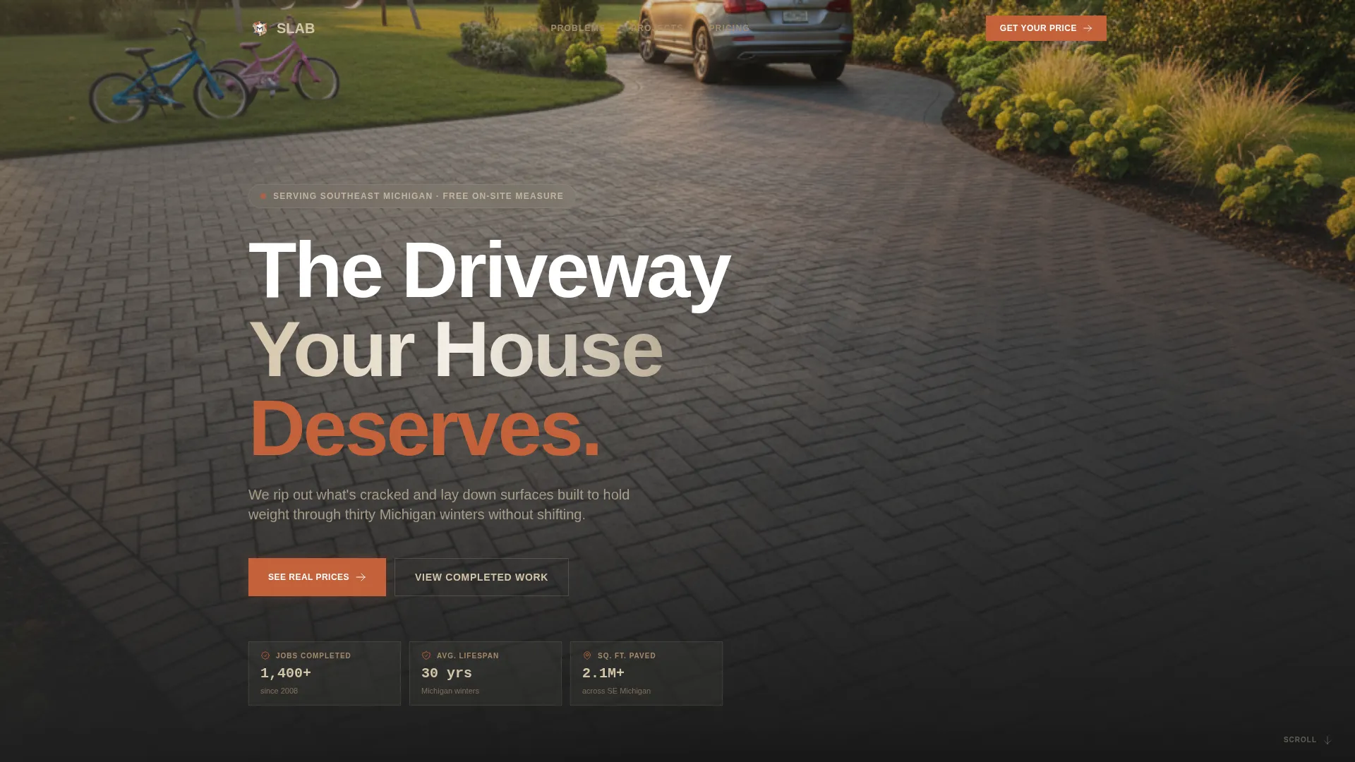 Driveway Paving Landing Page Template with Pricing Cards