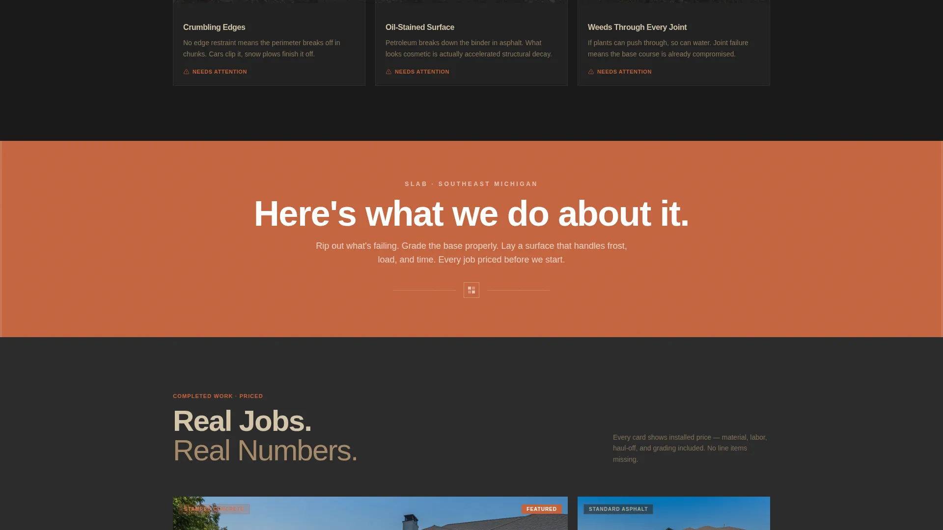 Driveway Paving Landing Page Template with Pricing Cards