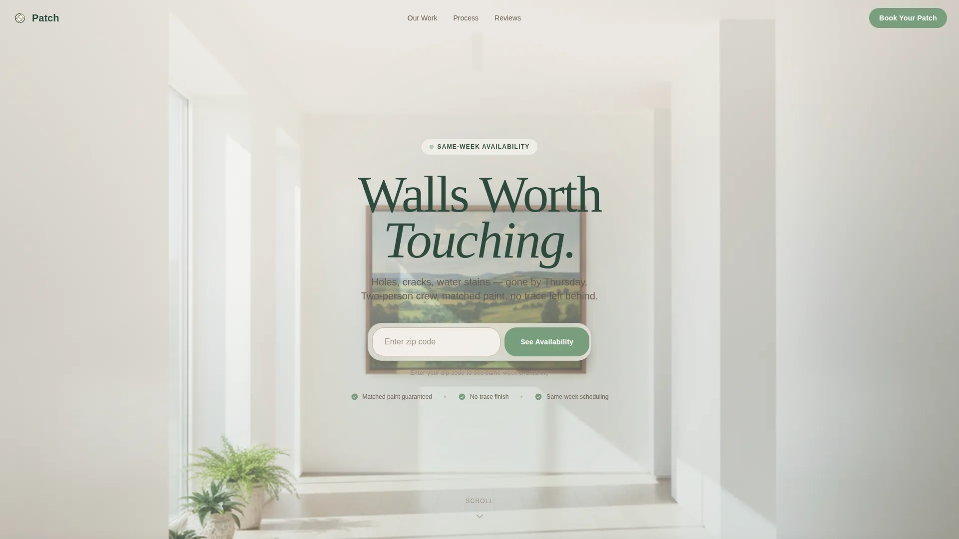 Drywall Patch & Touch-Up Booking Landing Page