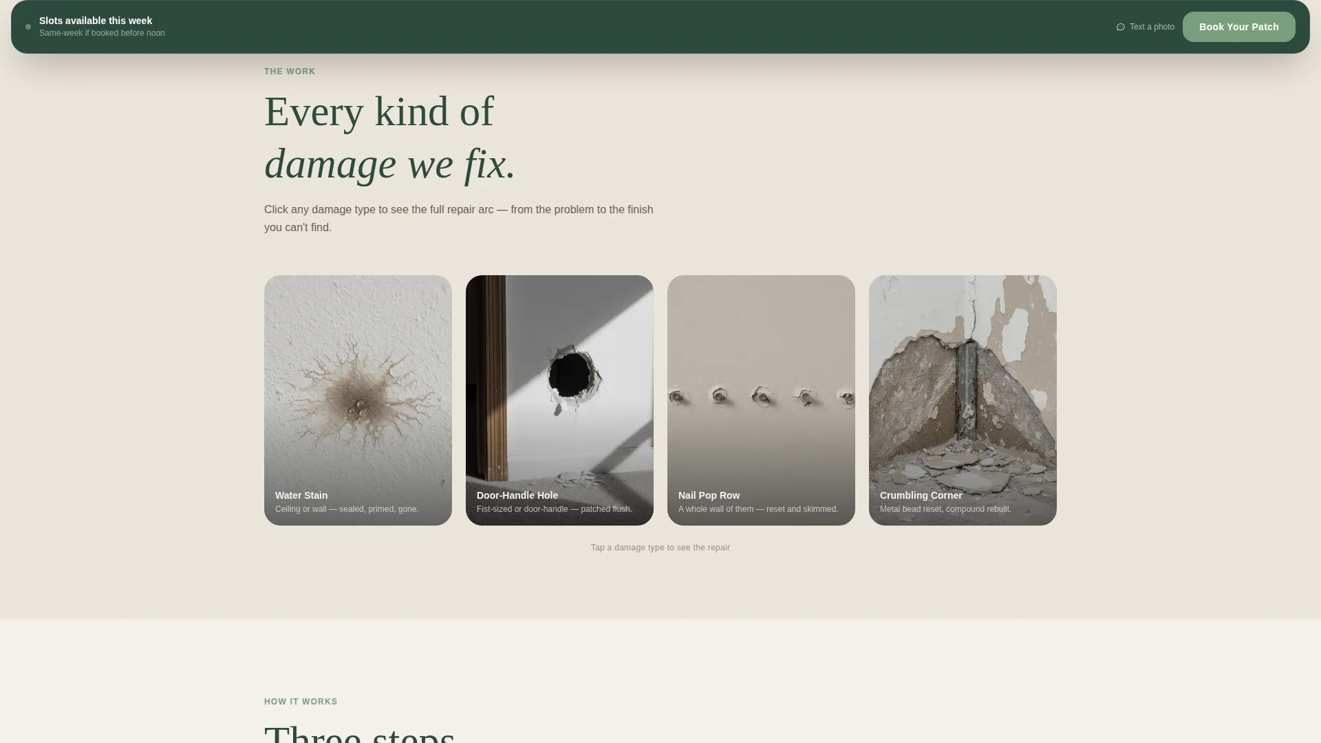 Drywall Patch & Touch-Up Booking Landing Page