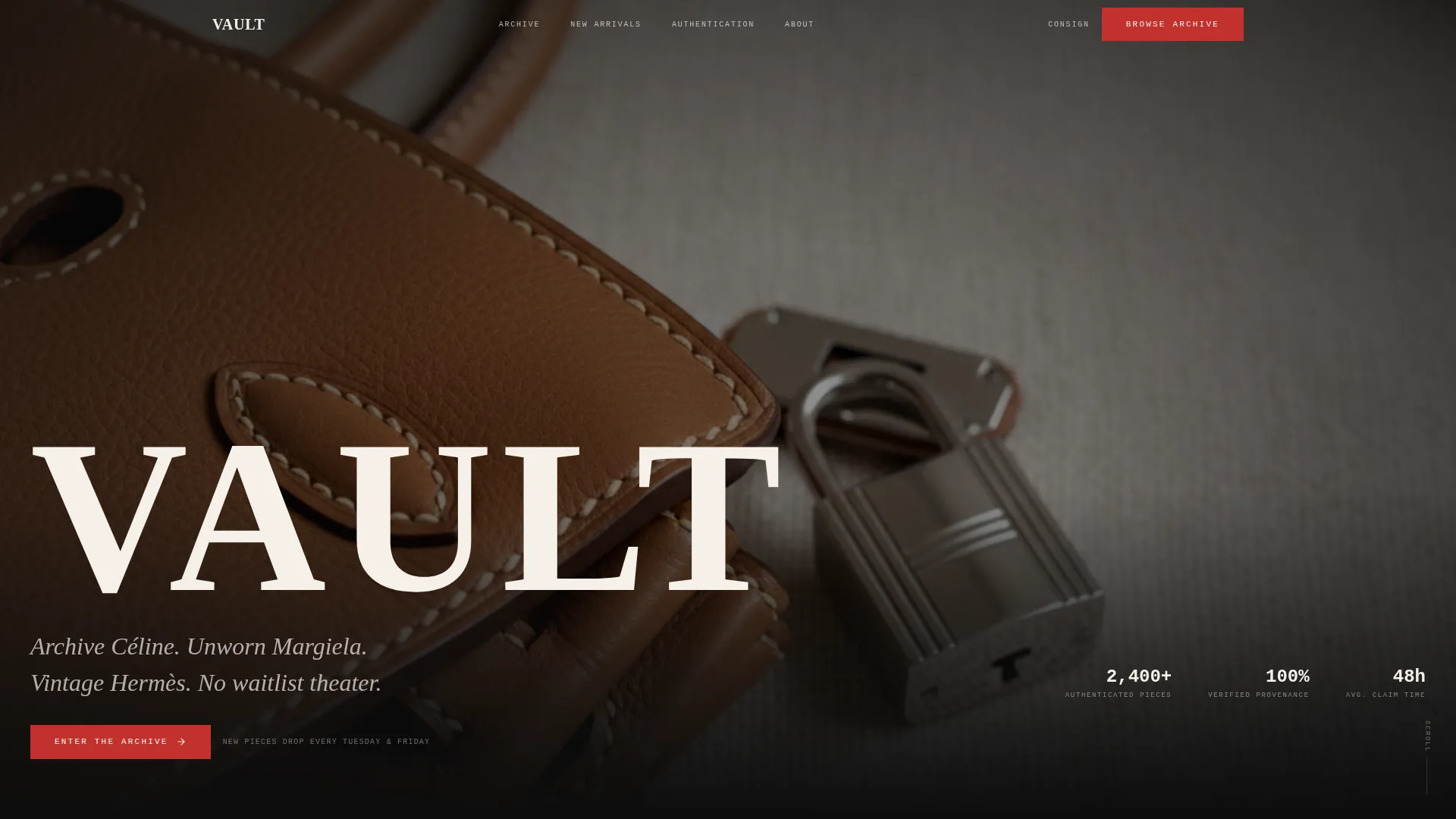 Brutalist Pre-Owned Luxury Consignment Landing Page