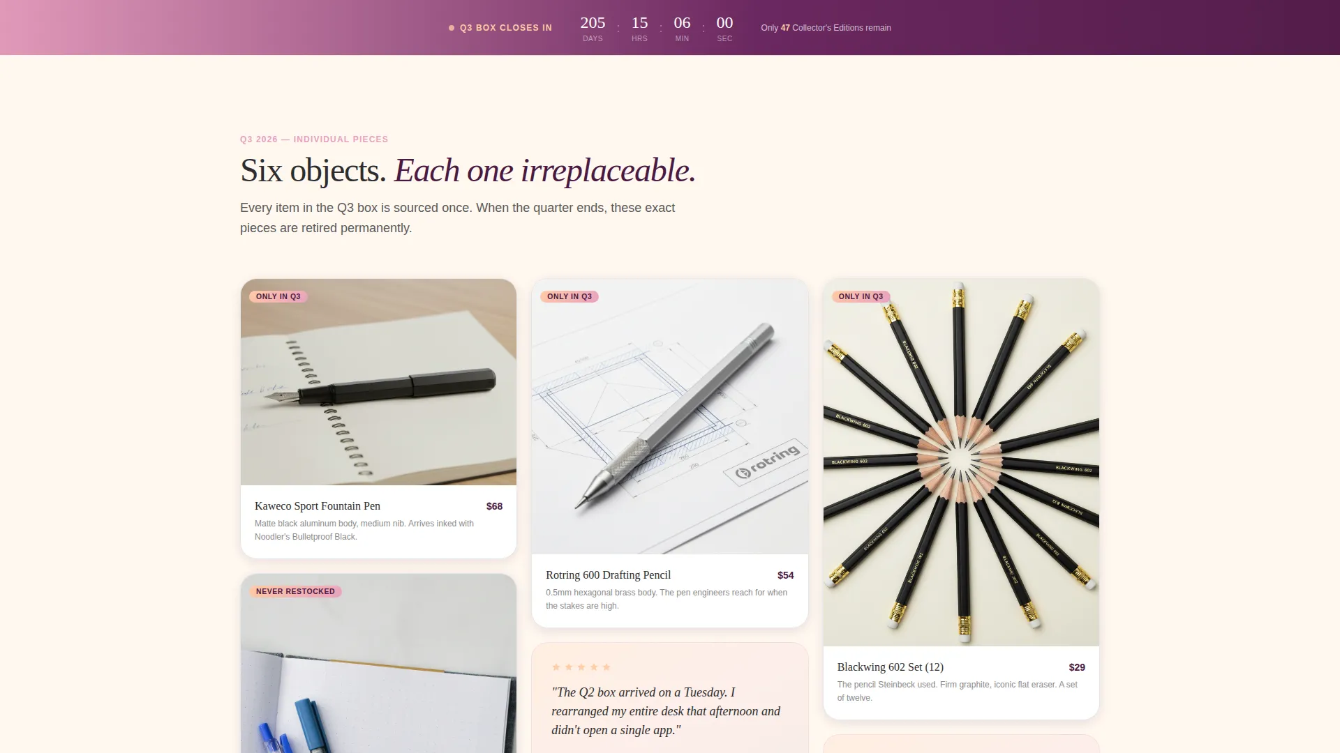 Luxe Office Supplies Subscription Box Landing Page