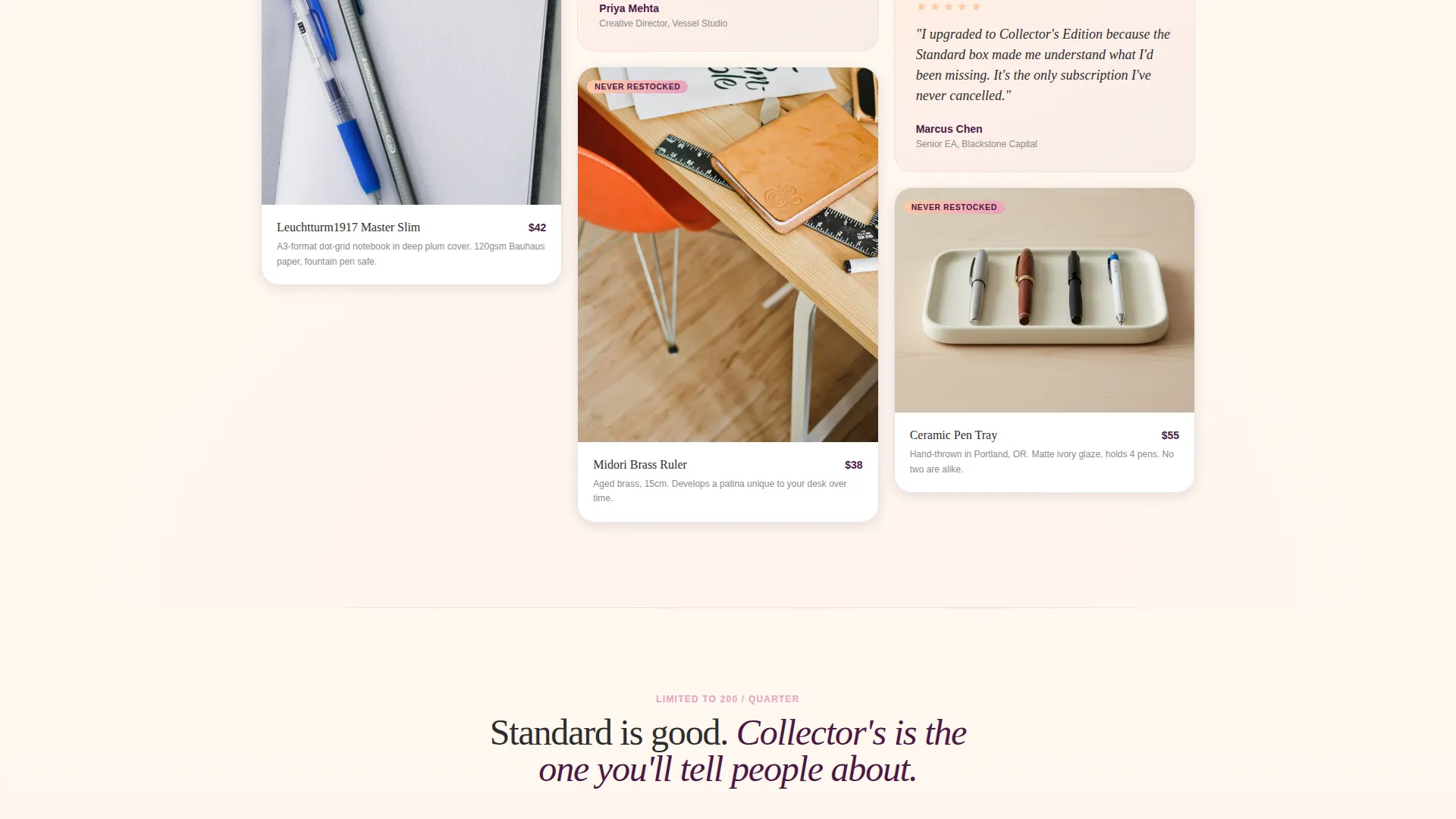 Luxe Office Supplies Subscription Box Landing Page