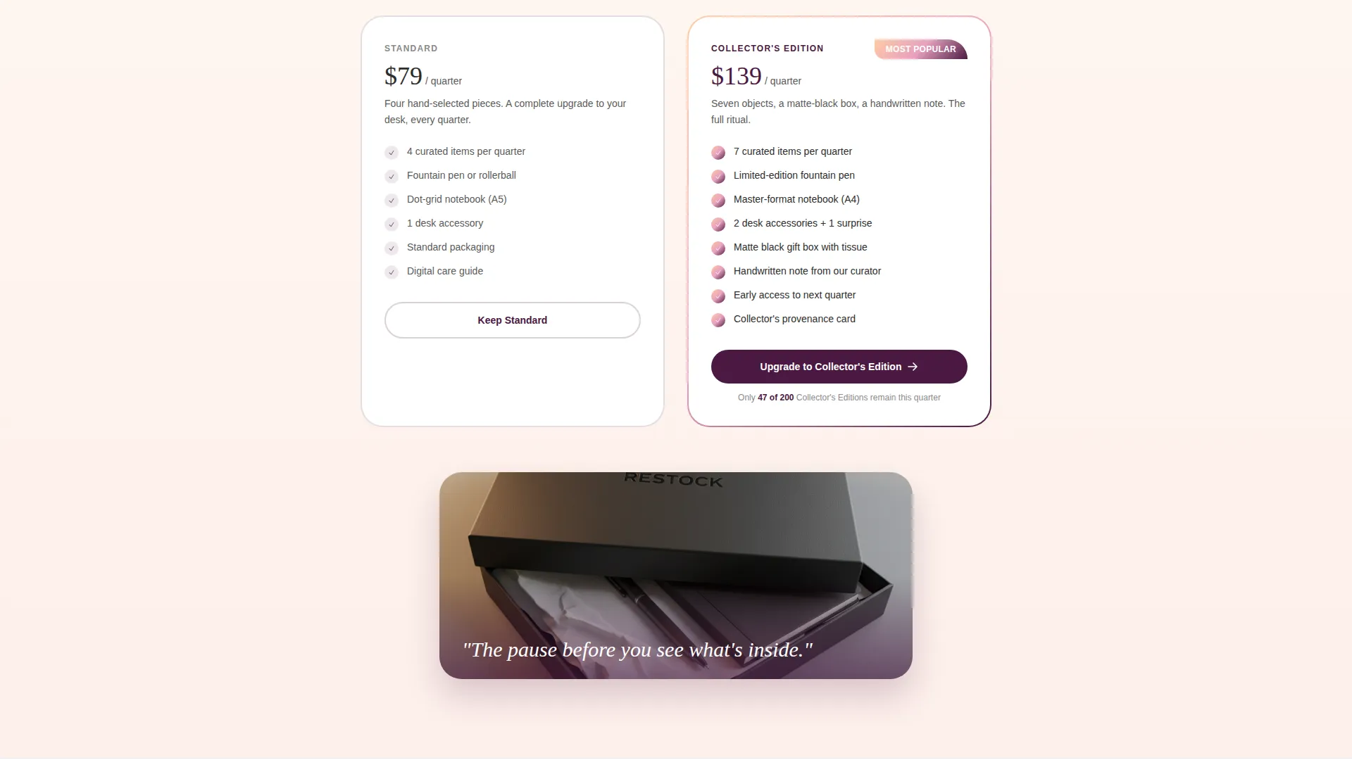 Luxe Office Supplies Subscription Box Landing Page
