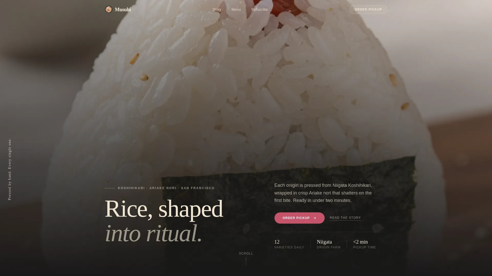 Onigiri Shop Landing Page Template - Luxe Minimal