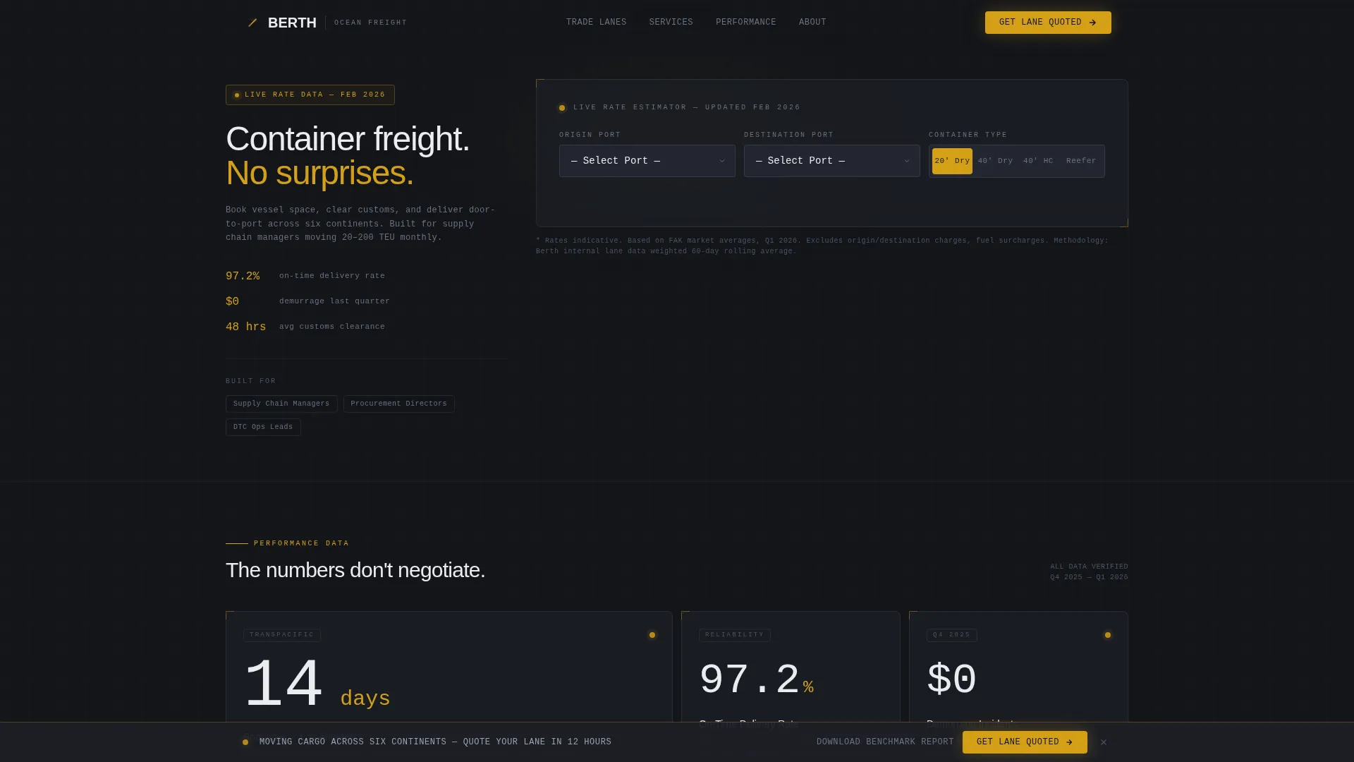 Ocean Freight Forwarder Landing Page Template