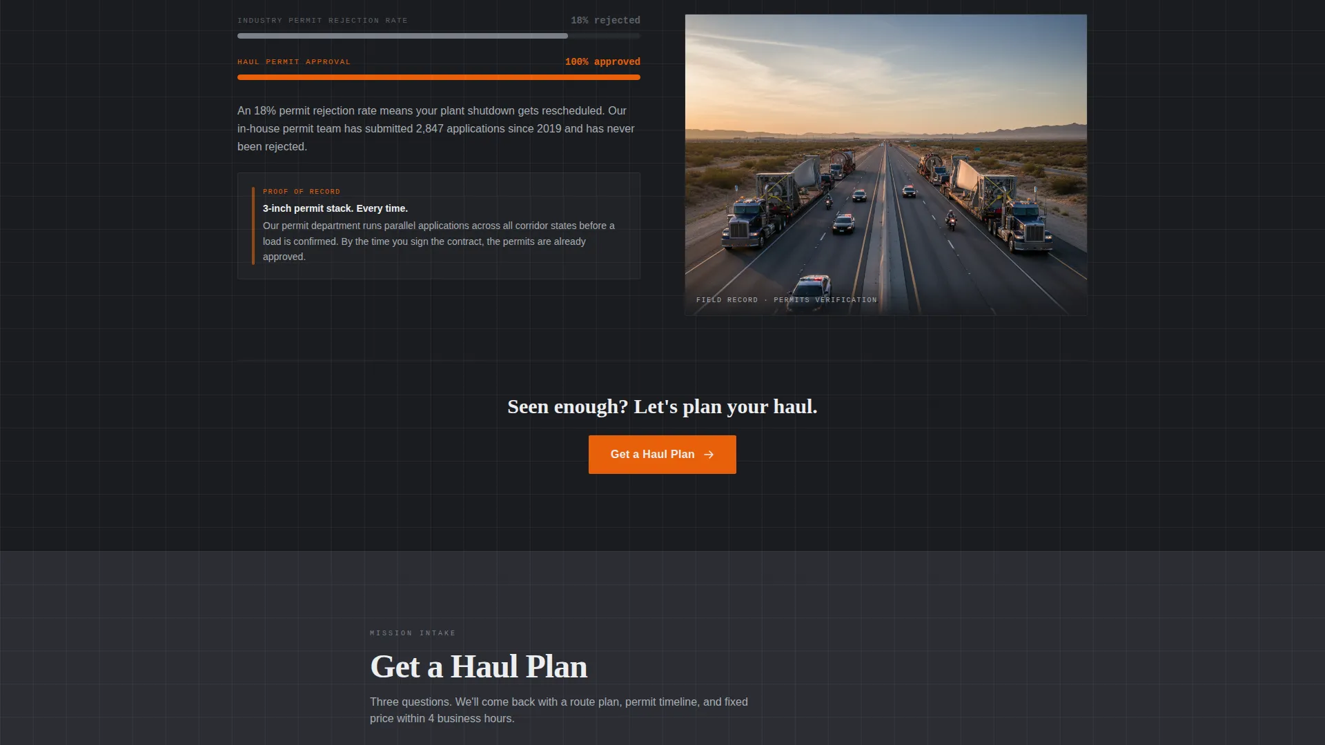 Oversized & Heavy Haul Carrier Landing Page Template
