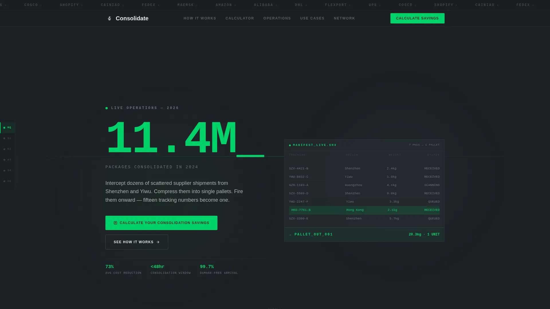Package Consolidation Service Landing Page Template