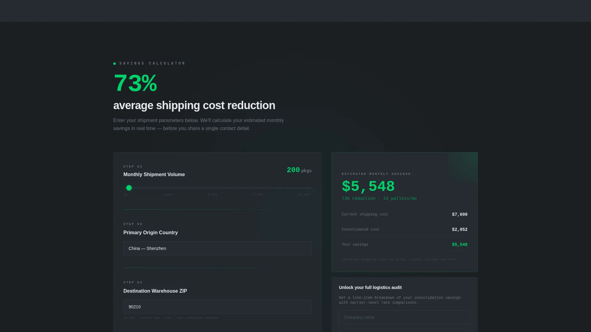 Package Consolidation Service Landing Page Template