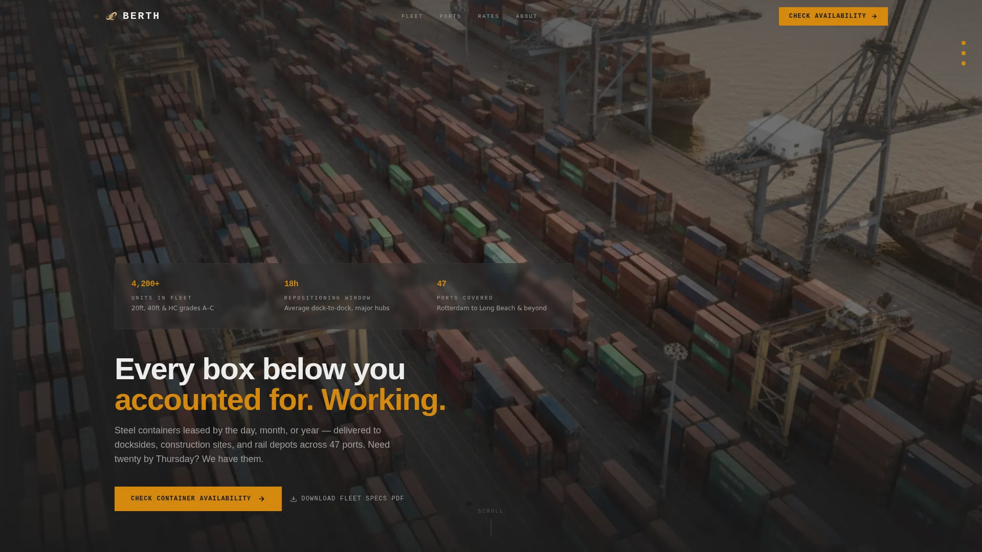 Industrial Shipping Container Leasing Landing Page