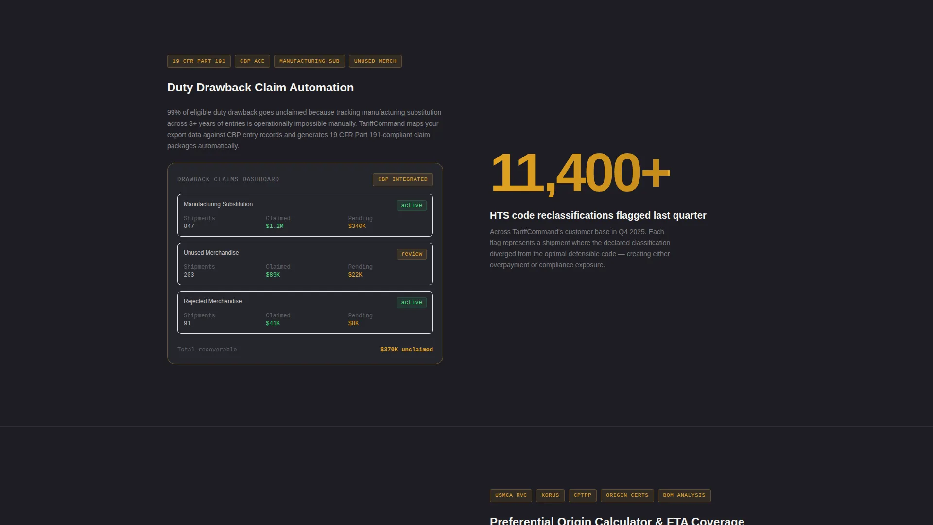 Tariff & Duty Management Landing Page Template
