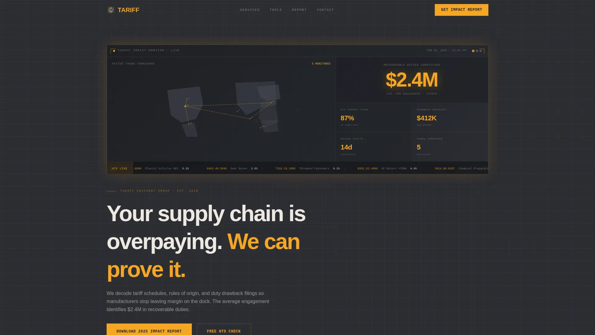 Advisory Landing Page Template for Trade Compliance Firms