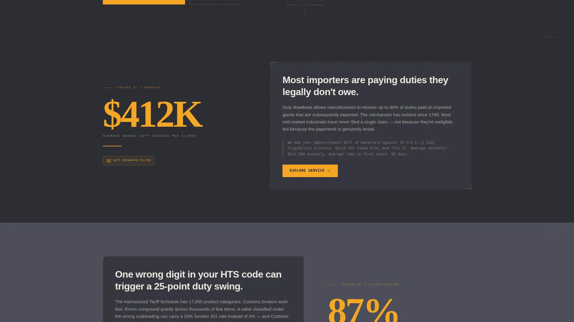Advisory Landing Page Template for Trade Compliance Firms