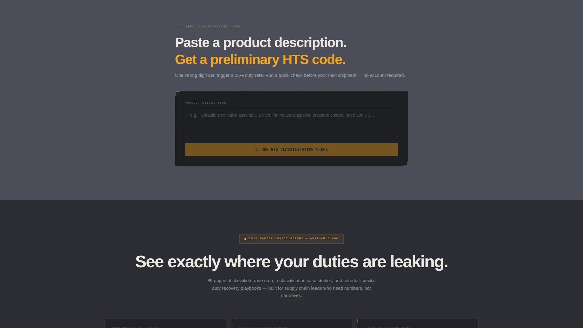 Advisory Landing Page Template for Trade Compliance Firms