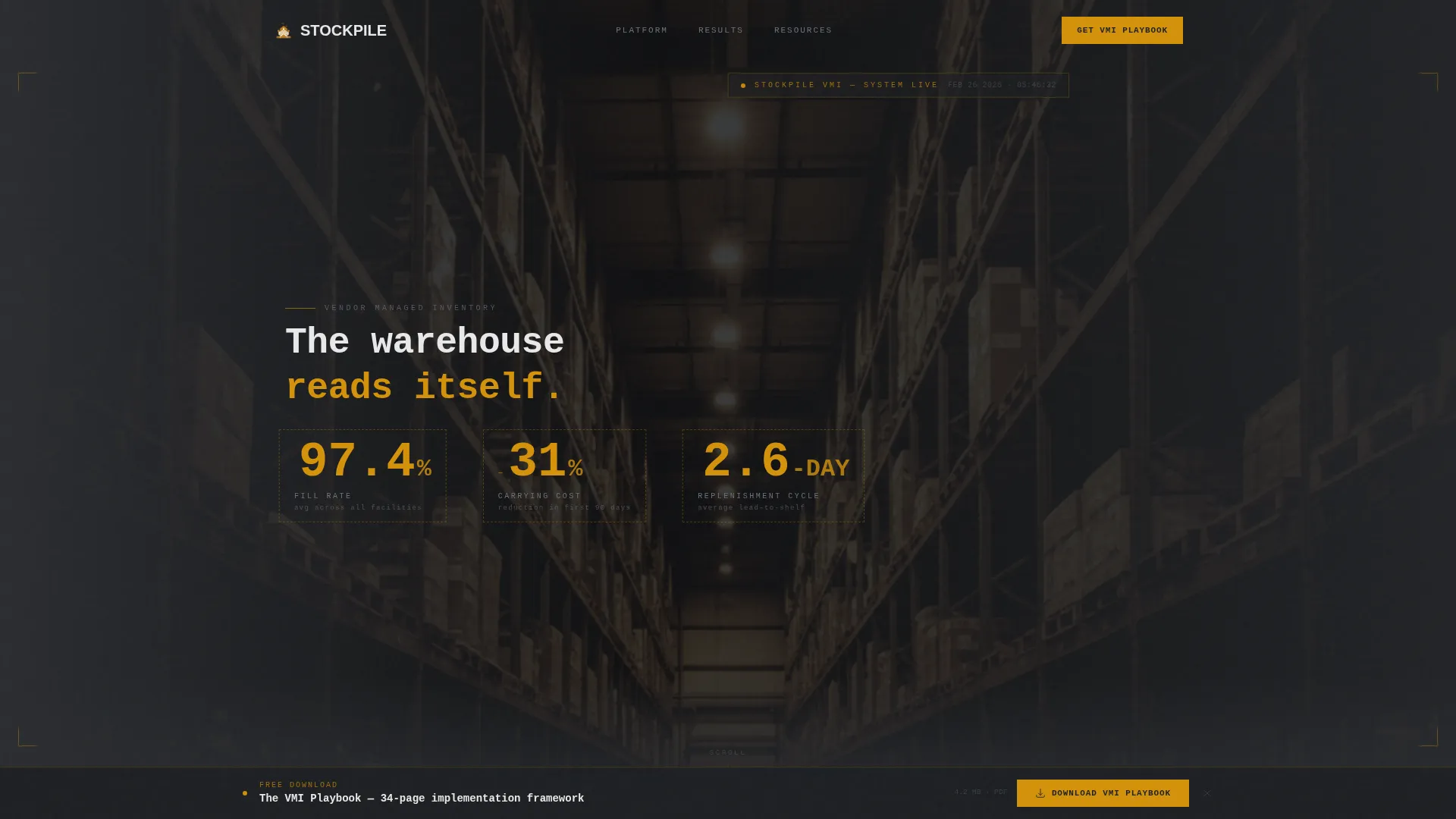 Vendor Managed Inventory Landing Page Template