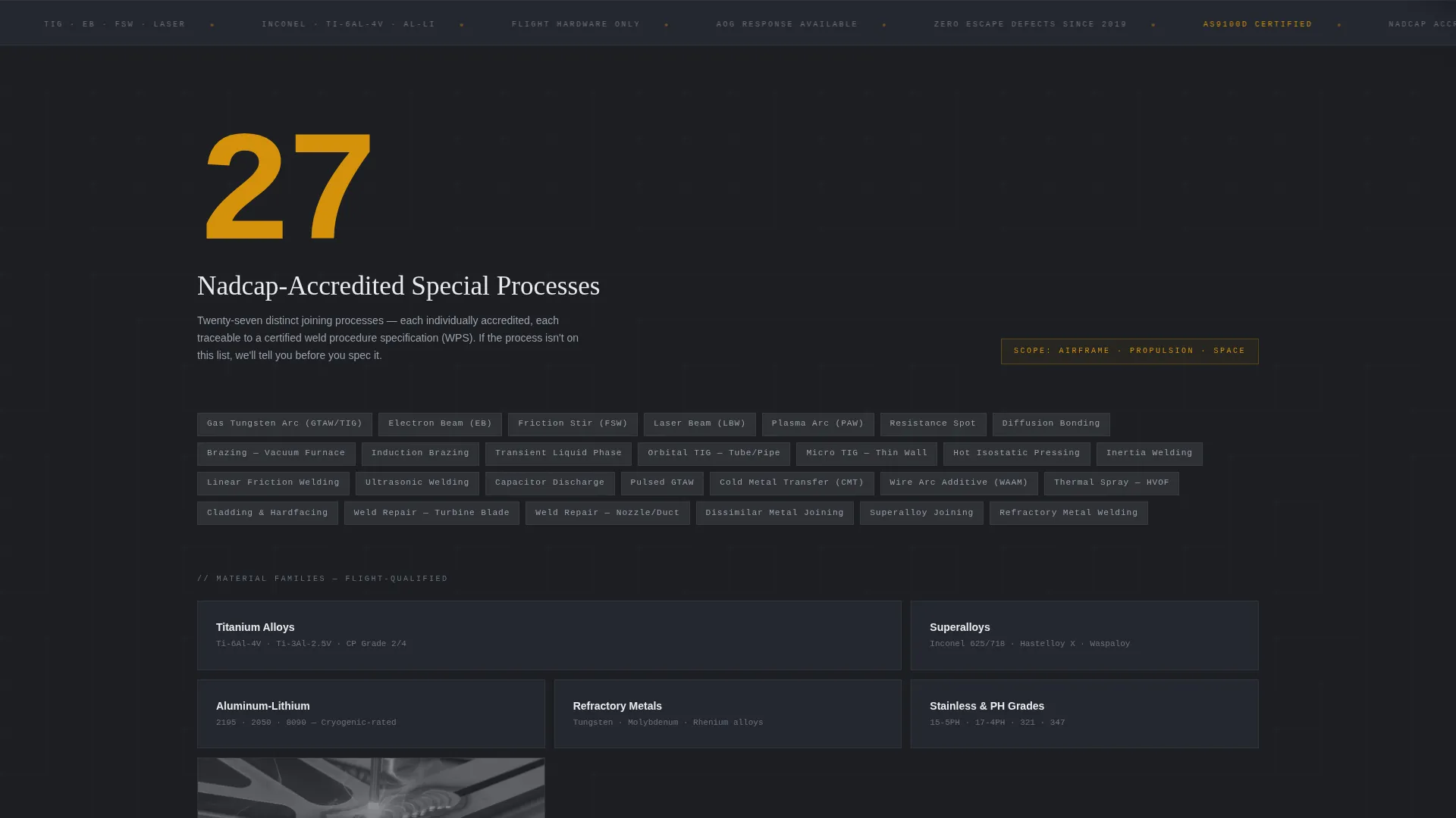 Aerospace Welding & Joining Services Website Template