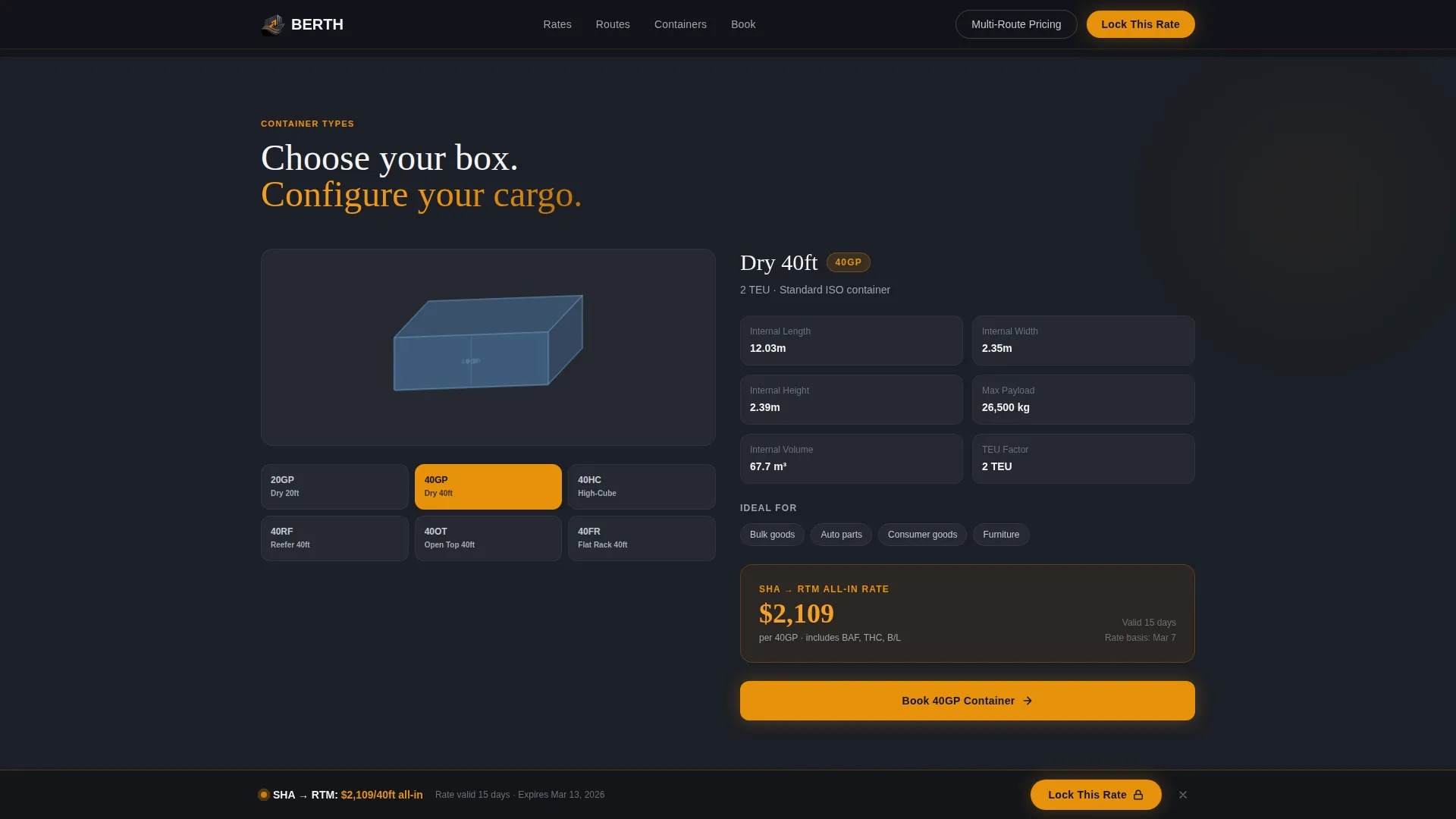Ocean Container Shipping Landing Page Template