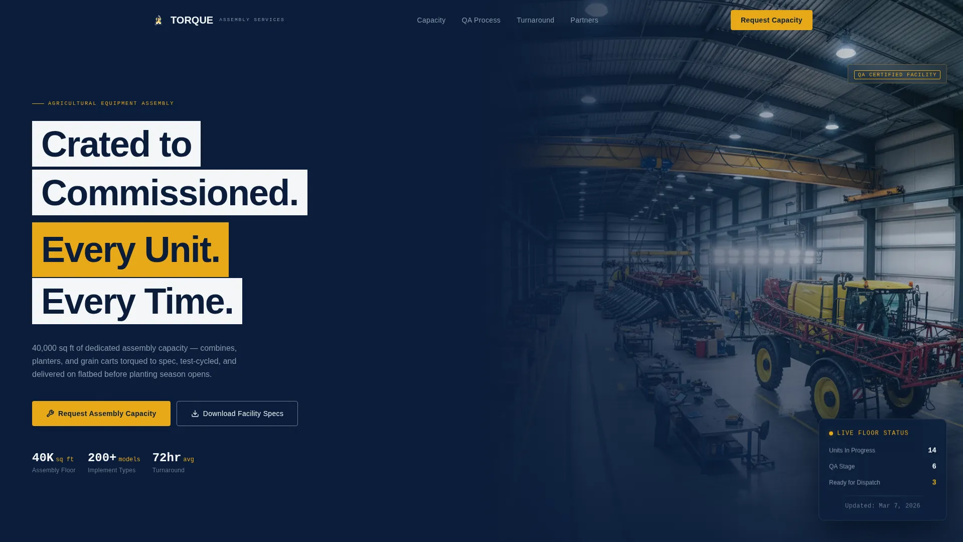 Specialist Agricultural Equipment Manufacturing Professional Website Template